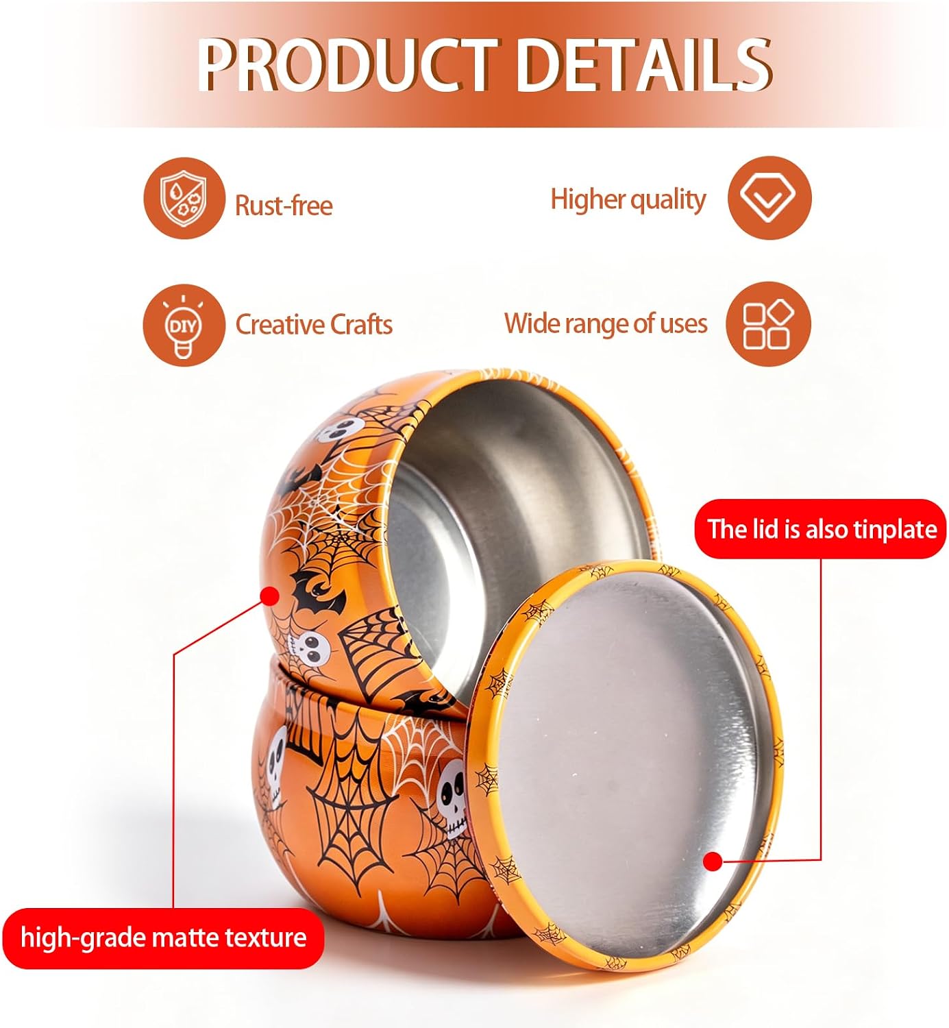 Halloween Horror Candle Tins, 12 Packs Candle Jars for Making Candles 2.5oz | Empty Candle Tins with Lids, Metal Candle Containers, Bulk Candle Tin for Thanksgiving,Candy,Cookie,Party Favors,Home Decor