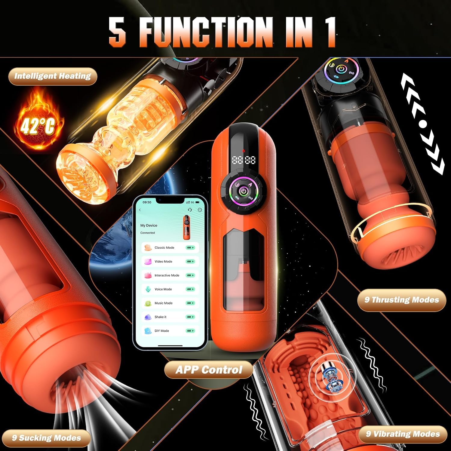 Masturbieren Cup mit Heizfunktion für Mann Elektrischer Masturbator mit 9 Teleskop 9 Saugen 9 Vibration Modi Leise Taschenmuschi Penis Stimulator Erotik Sex Spielzeug für die Männer Solo