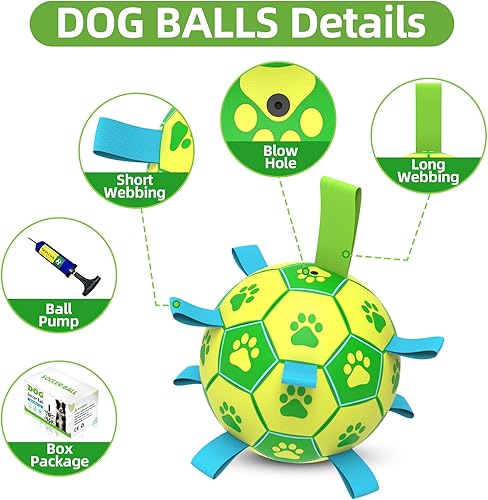 Miniatura 7 de QDAN Pelota de fútbol para perros, juguetes interactivos para perros, juguete de tirar para perros, juguete de agua para perros, bolas duraderas