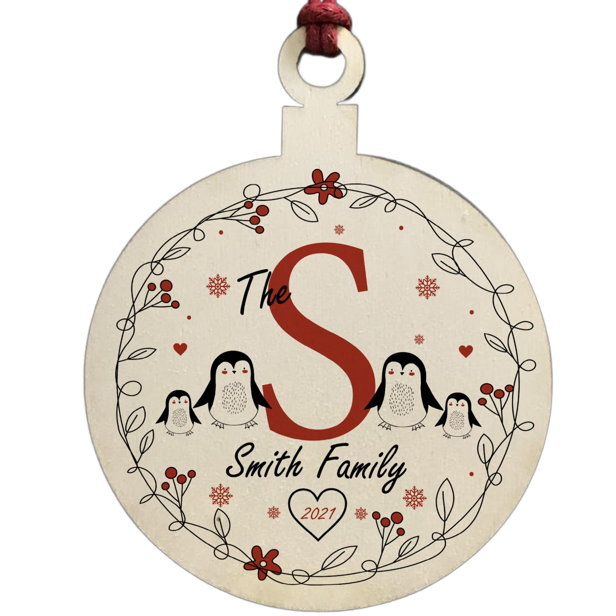 Personalised Family Christmas Bauble Wood Tree Decoration Mum Dad Gift Keepsake