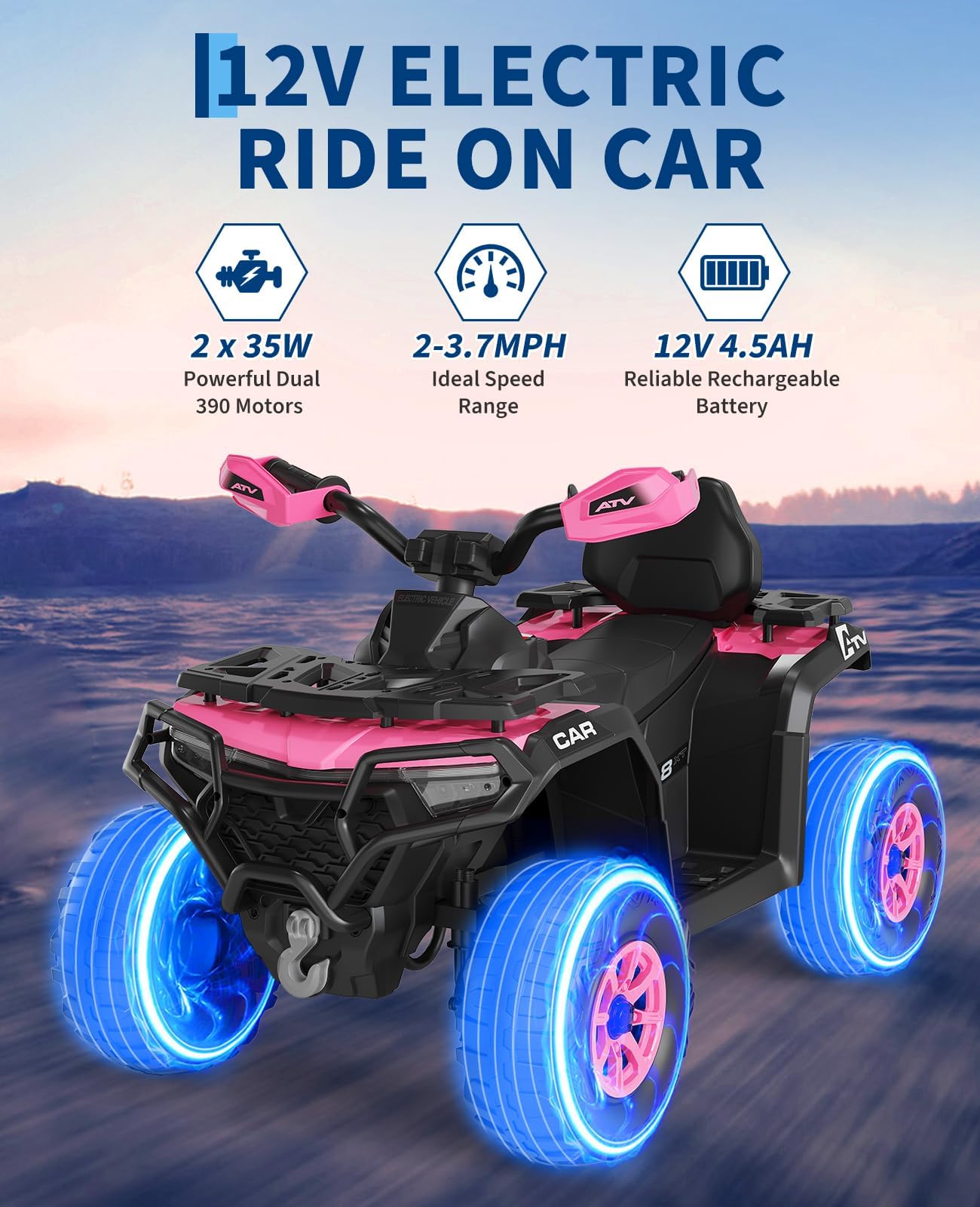 Quad Électrique Enfant 12V ATV Tout-Terrain avec Télécommande Parentale