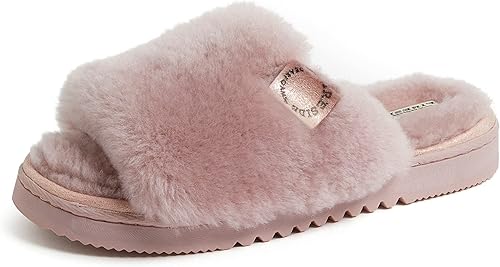 Dearfoams Fireside Cairns - Pantuflas de deslizamiento con forro de piel de oveja, fáciles de poner y quitar, para mujer