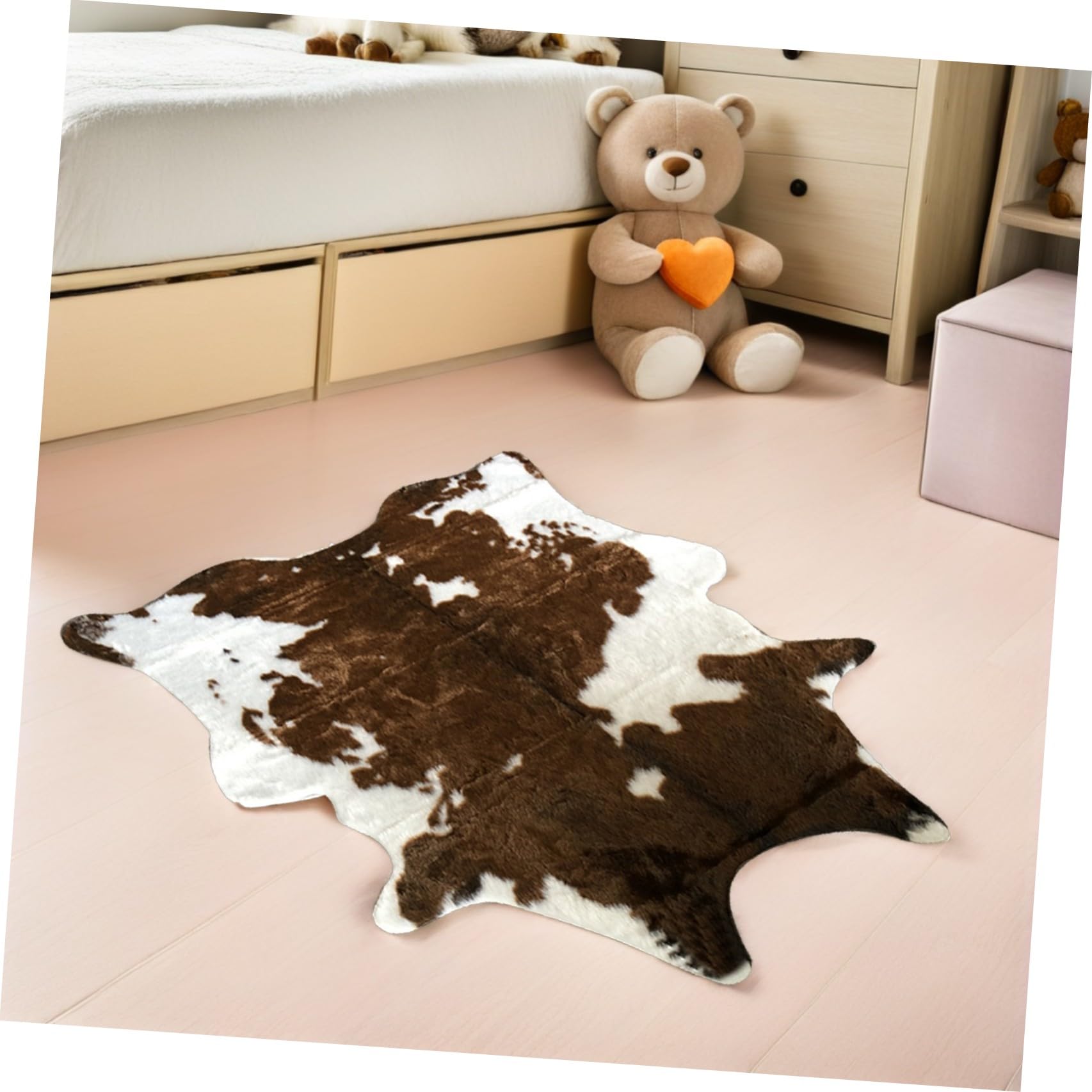 Artibetter Tappeto da Pavimento Stampa Mucca 110x84 Cm in Peluche Soffice Antiscivolo per Camera da Letto e Soggiorno Coperta Comoda Decorativa per Casa e Cameretta