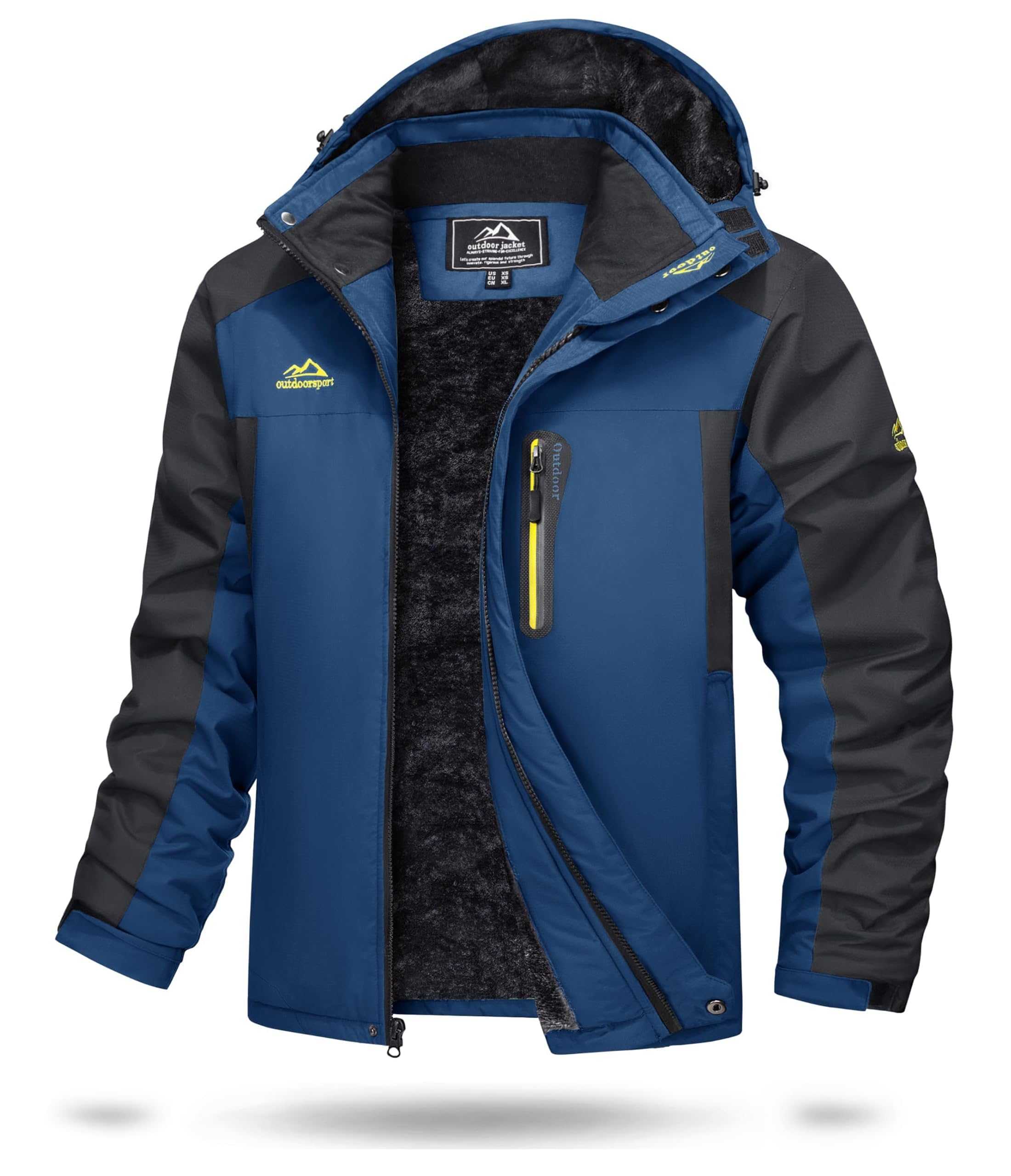 TACVASEN Herren Warme Skijacke Gefütterte Winterjacke Wasserabweisende Funktionsjacke mit Abnehmbarer Kapuzen