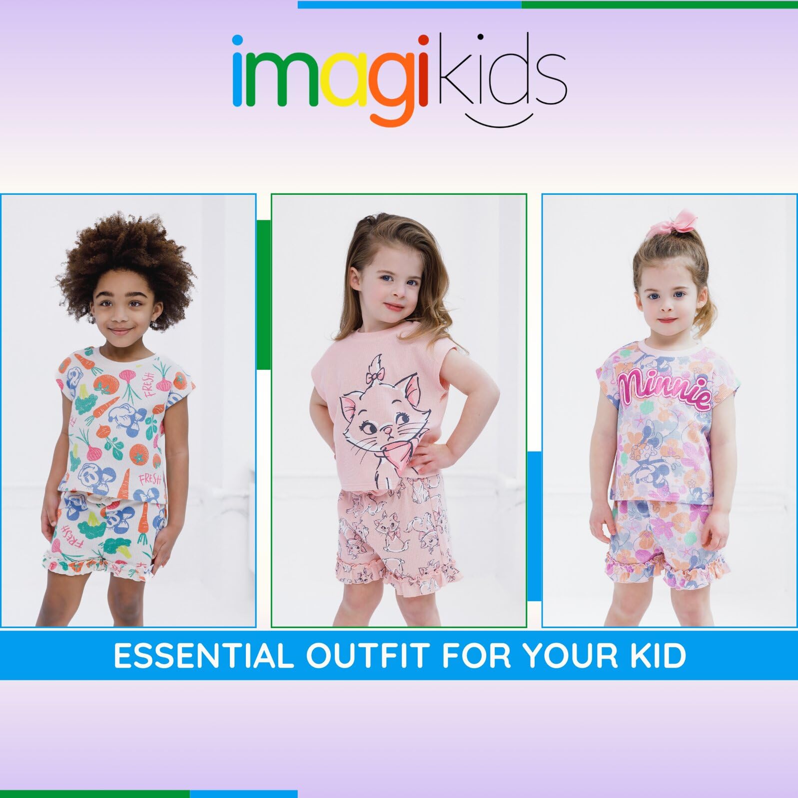 Disney Set aus T-Shirt und Shorts aus Waffelstrick für Neugeborene und Kleinkinder (0-3 Monate bis 5)