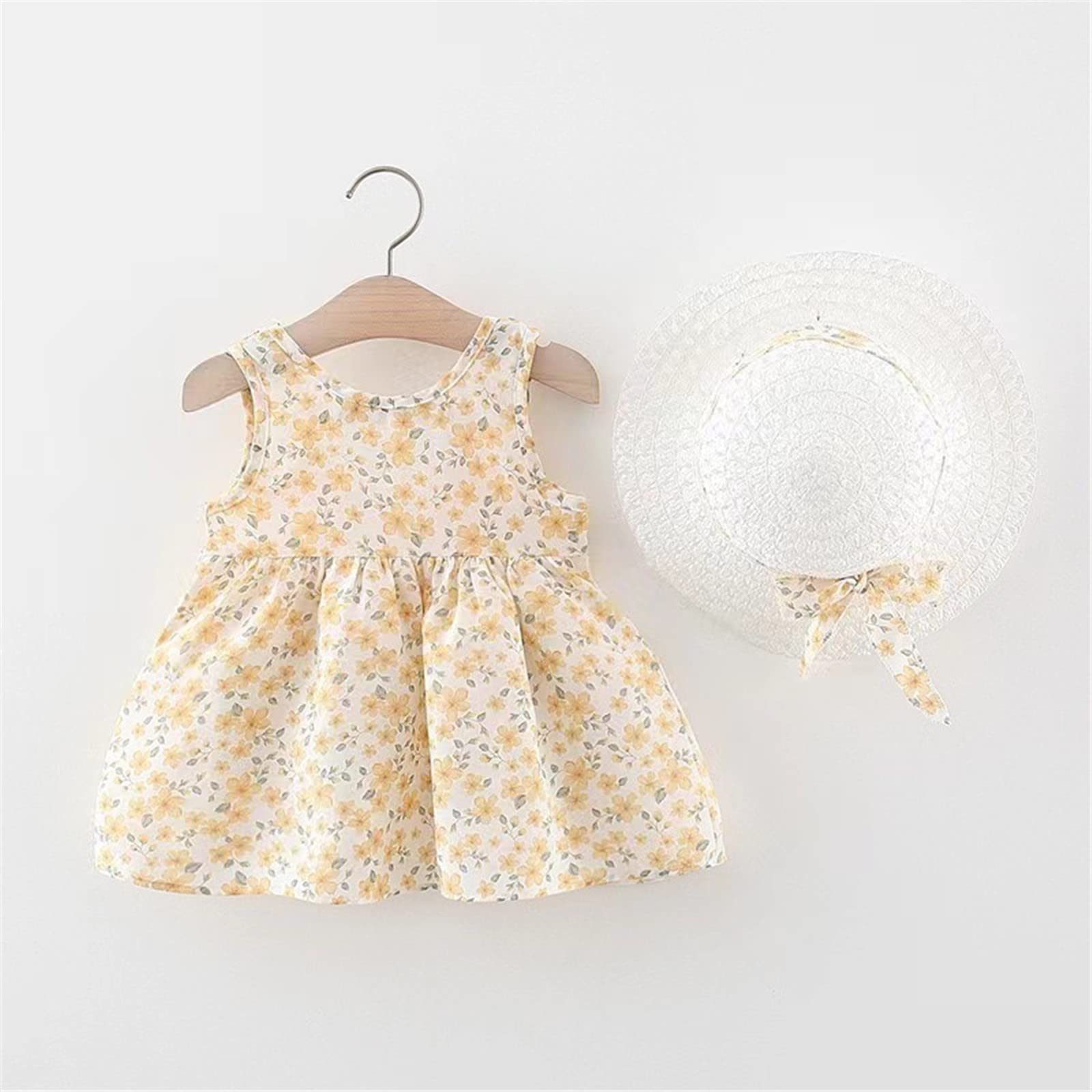 Amazon.com: Toddler Baby Girl Suspender Ruffled Skirt Dress Bow Design Dress  Summer Princess Dress for New (Yellow, 12-18 Months) : Clothing, Shoes &  Jewelry