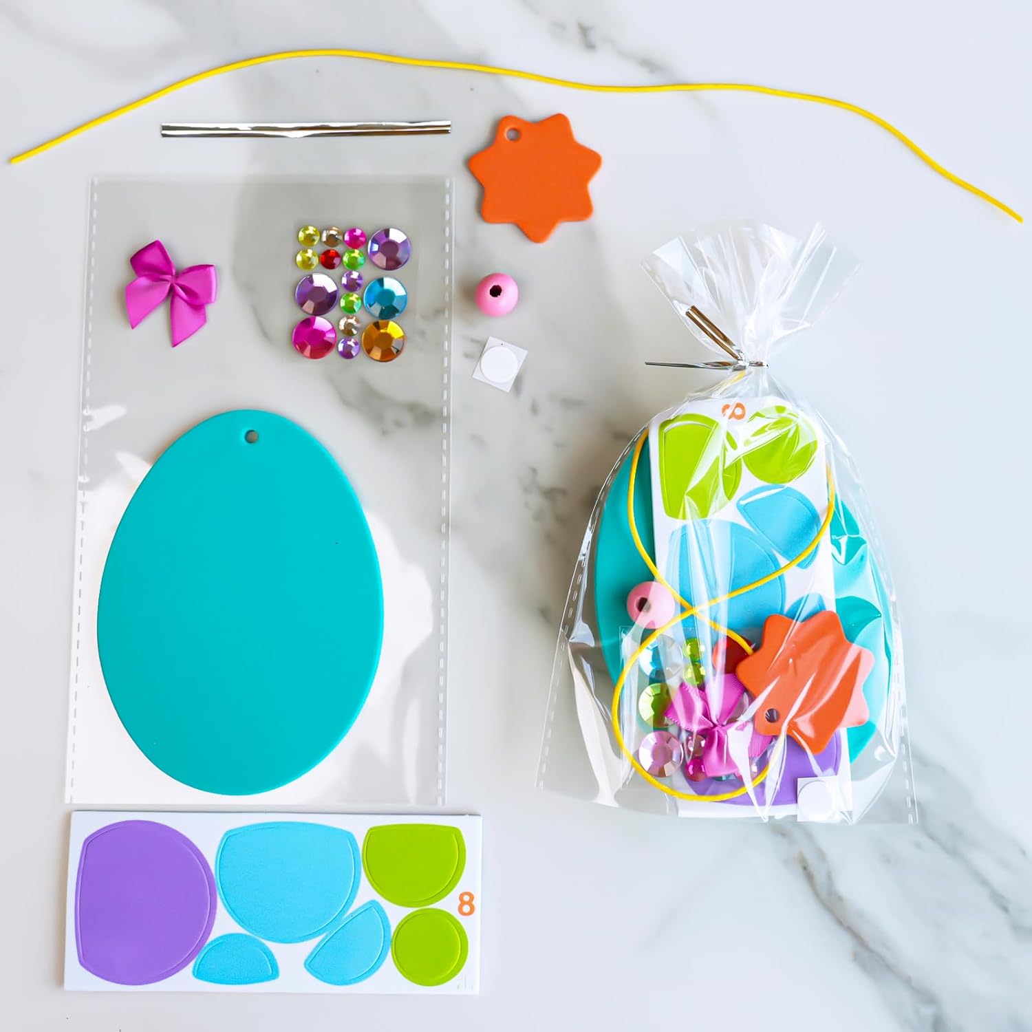 Winlyn 24 Sets Easter Craft Kits DIY Easter Egg Ornaments Decorations Assorted Easter Egg Foam Stickers Easter Arts and Crafts for Kids Spring Easter Home Classroom Activities Party Favors Art Project