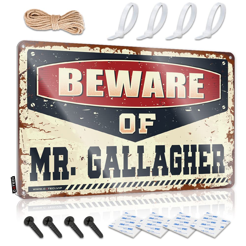 Mwfkkaddb Women's One Color Funny Vintage Metal Sign Beware Of Mr. Gallagher Tin Sign Sarcastic Signs Beer Signs For Man Cave(20X30cm)
