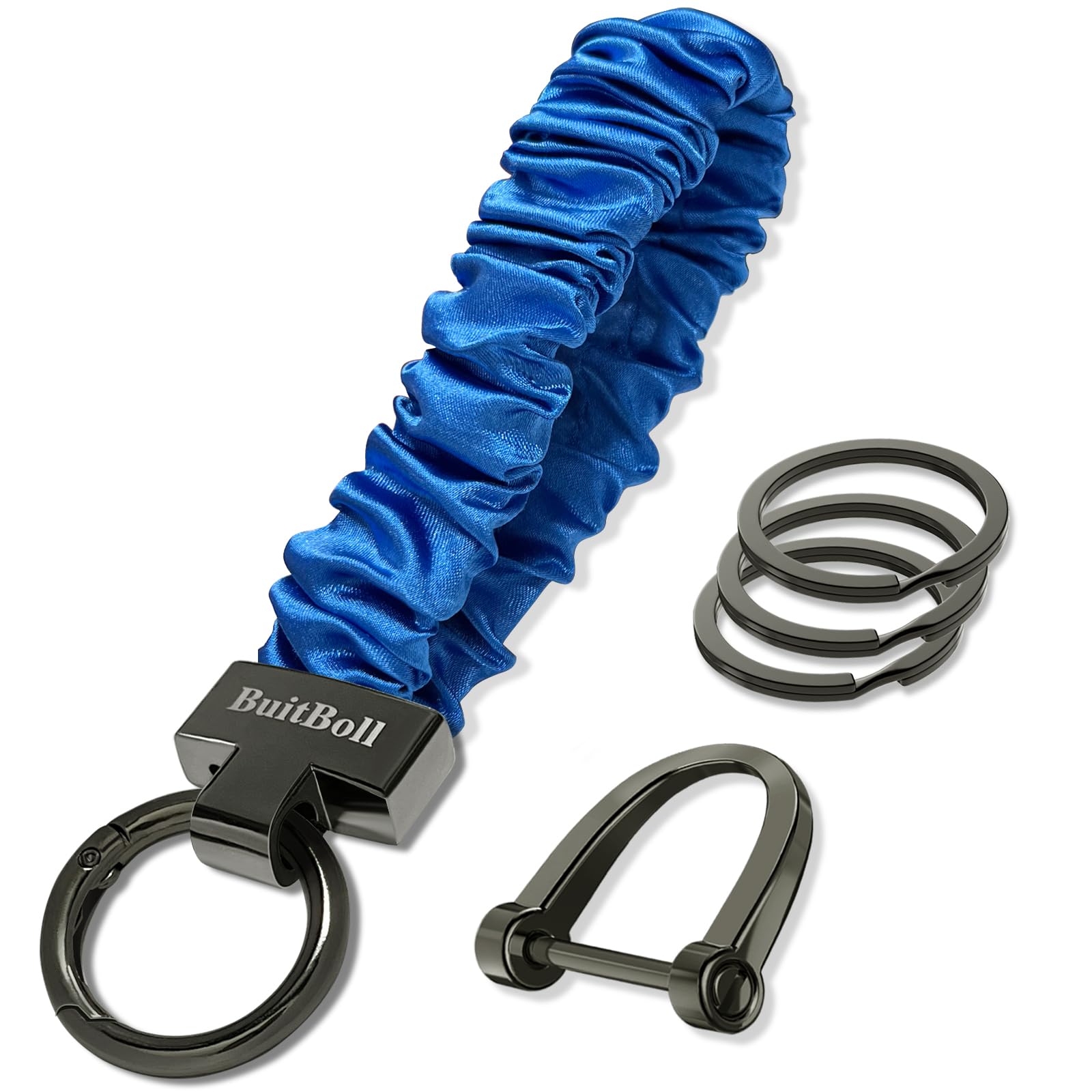 BuitBoll Keychain Wristlet, Stretchy Key Chain with D Key Ring Wrist Bracelet Key Strap for Women Girl Men