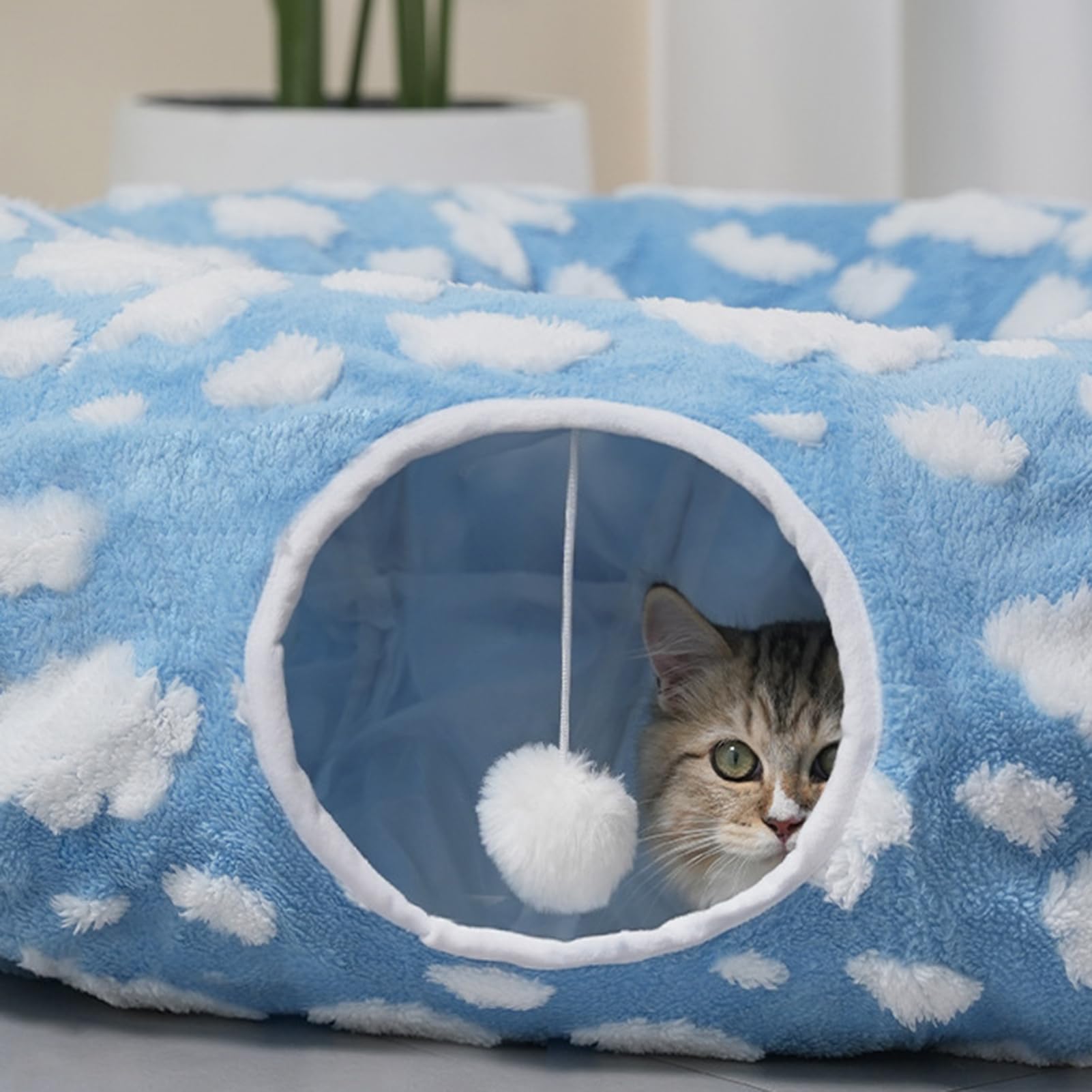 Tunnel Panier pour Chat Nid pour Animal De Compagnie Lavable avec Balle