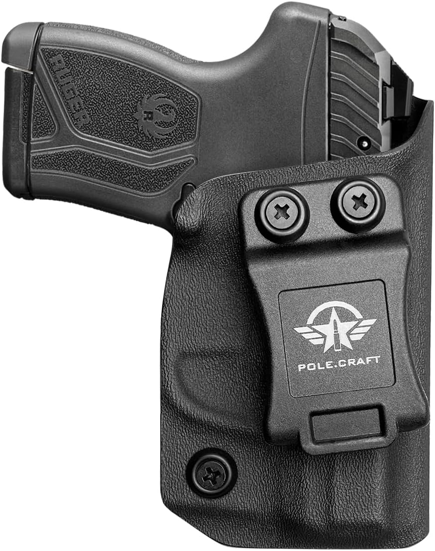 POLE.CRAFT Ruger LCP MAX Holster, IWB Kydex Holster Fits: Ruger LCP MAX .380 Pistol - Inside Waistband Concealed Carry LCP MAX Pocket Holster? Adj. Cant Retention?Cover Mag-Button?No Wear?No Jitter Black, Right Hand Draw(IWB)