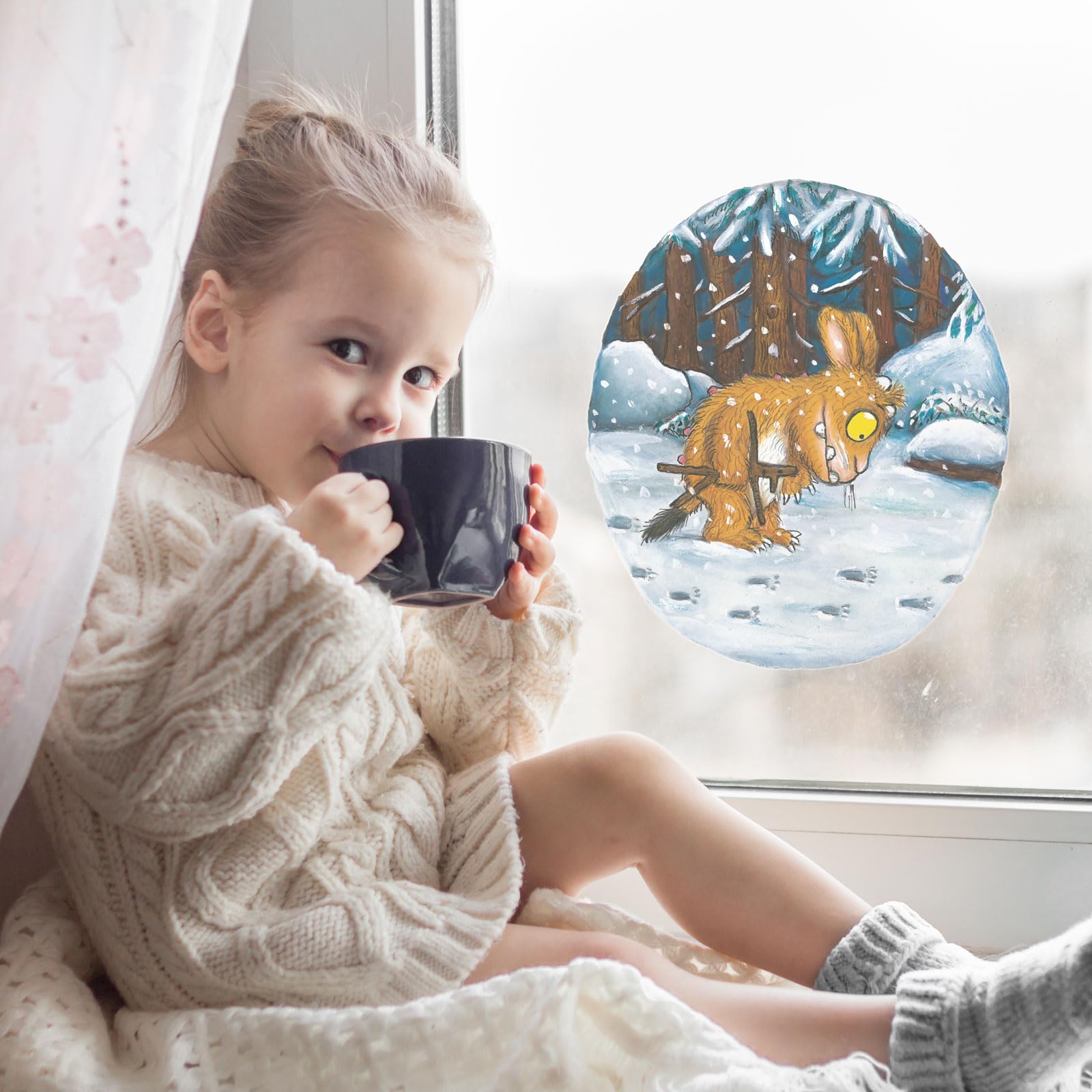 Gruffalo’s Child Snowy Scene Window Sticker – Reusable & Removable Gruffalo Window Decal, Kids Room Decor, Easy to Apply & Position