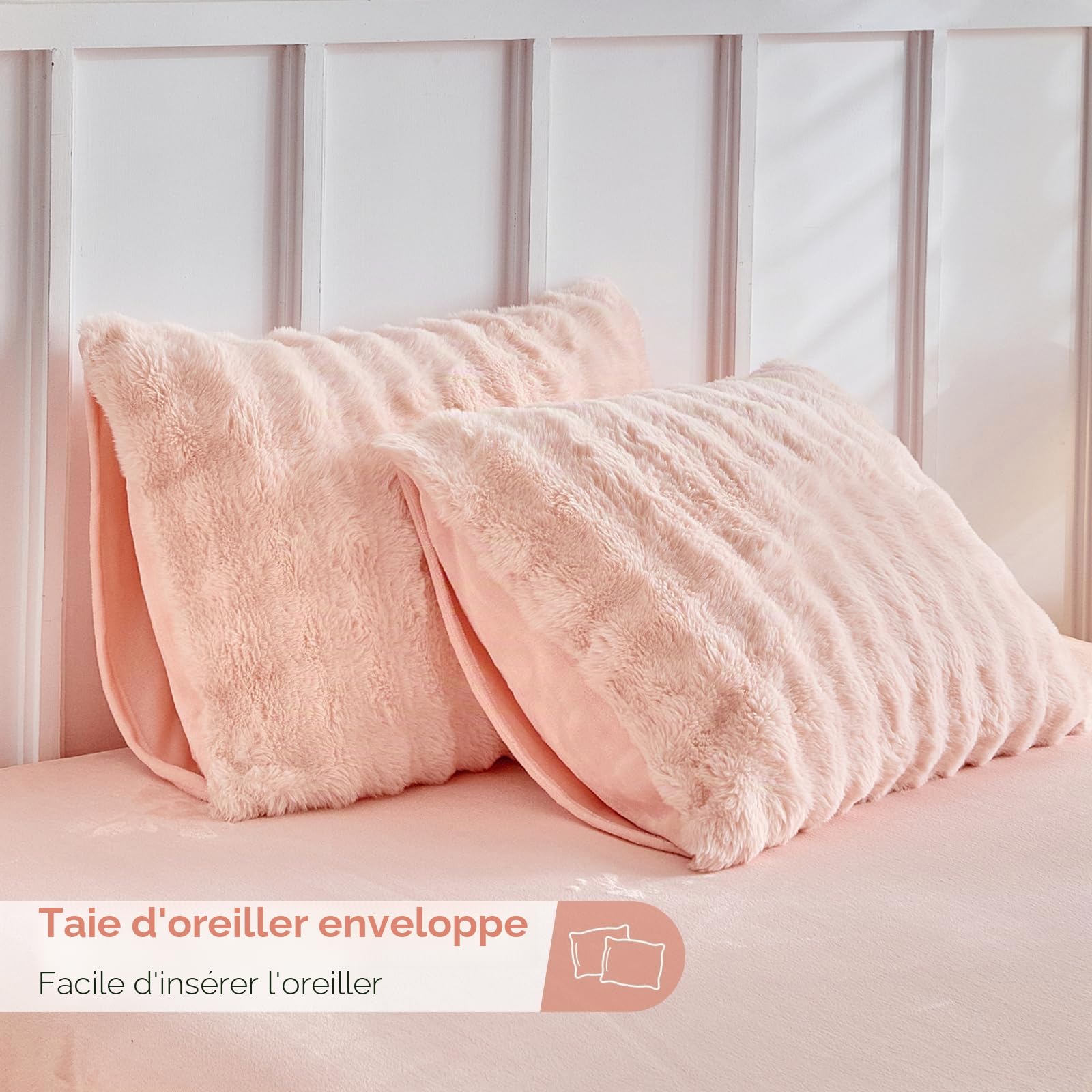 Tokokimo Flanelle Drap Housse 180x200cm - Rose - Grand Bonnet 35cm