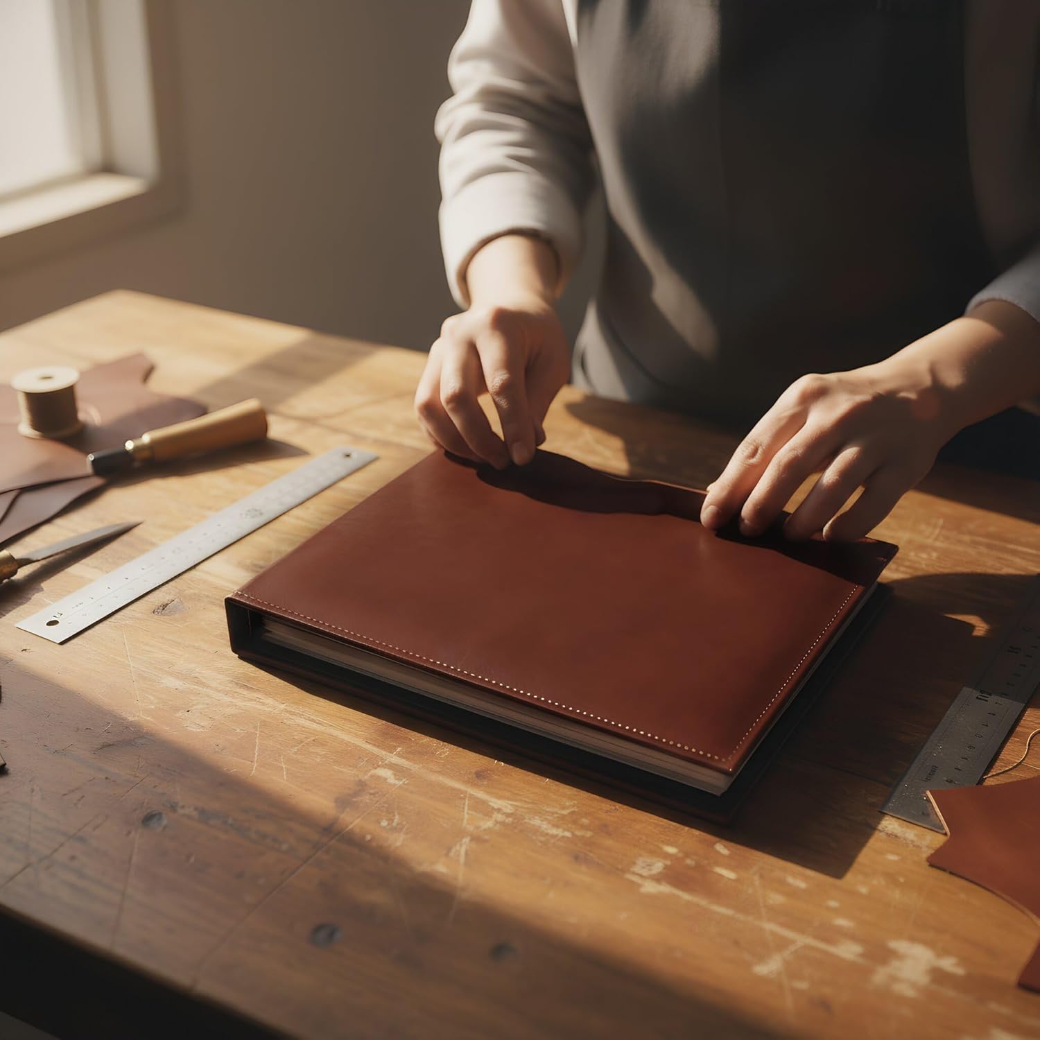 Leather Photo Album 4x6 420 Pockets Large Capacity, Refillable 3-Ring Binder Picture Album with Memo Space, Holds Horizontal and Vertical Photos, Vintage Memory Book with Gift Box for Wedding, Family