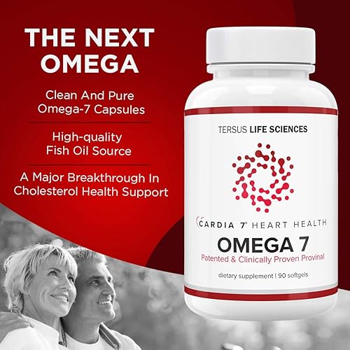 Miniatura 3 de Cardia 7 Heart Health Omega 7 - Contiene ácidos grasos Omega 7 purificados provinales patentados, sin olor a pescado ni eructos, geles suaves de 90