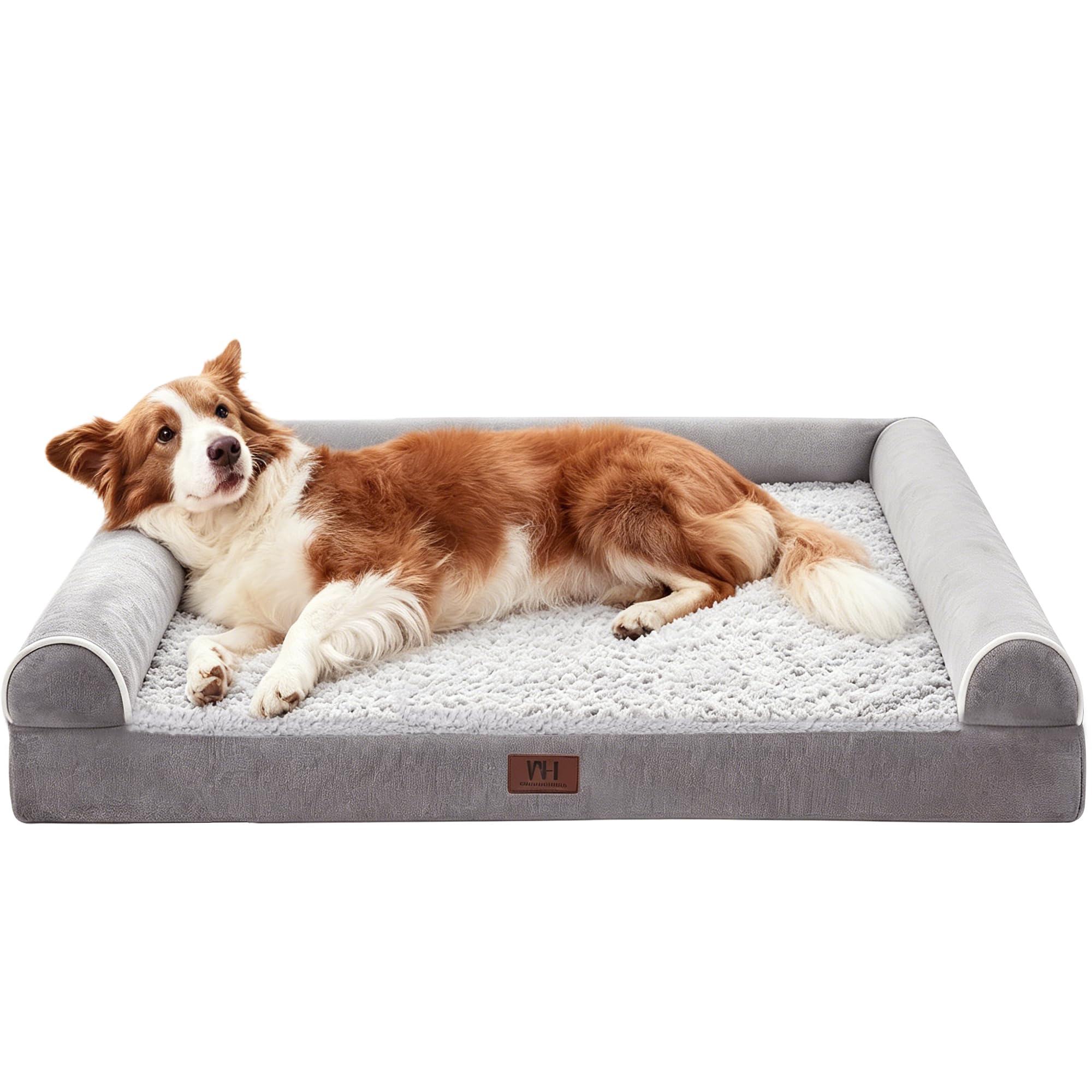 WESTERN HOME Grand lit orthopédique pour chien avec doublure imperméable, taille XL avec housse amovible lavable et fond antidérapant, gris