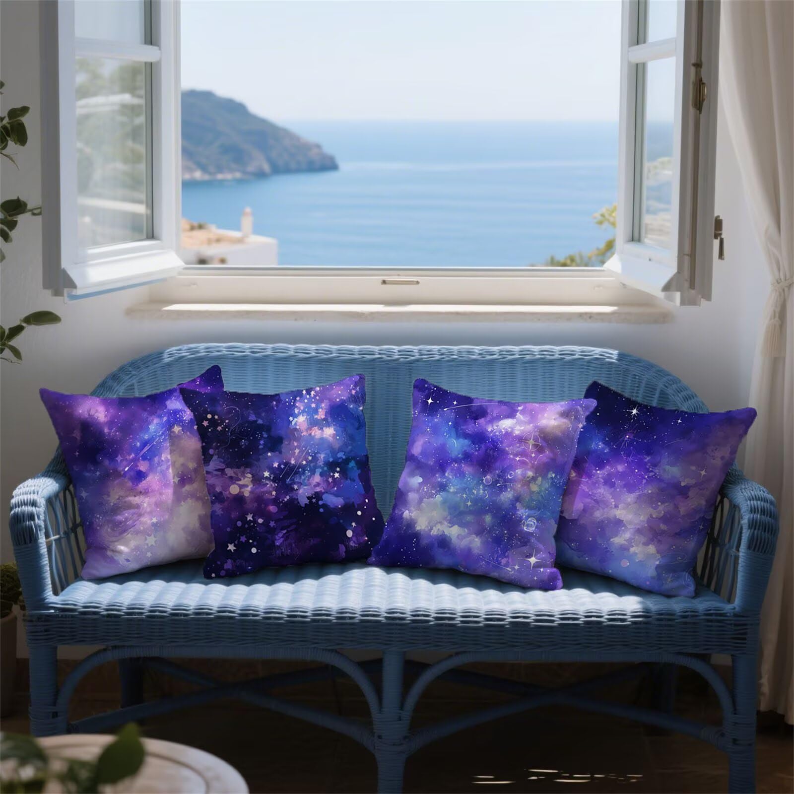Violet Taie Oreiller 50 x 50 Lot de 4 Velours Coussin Canape Housse Coussin Le Ciel étoilé Coussins Canapé Coussins Carré Taies D'oreillers Exterieur Impermeable, pour Décoration Maison a-985