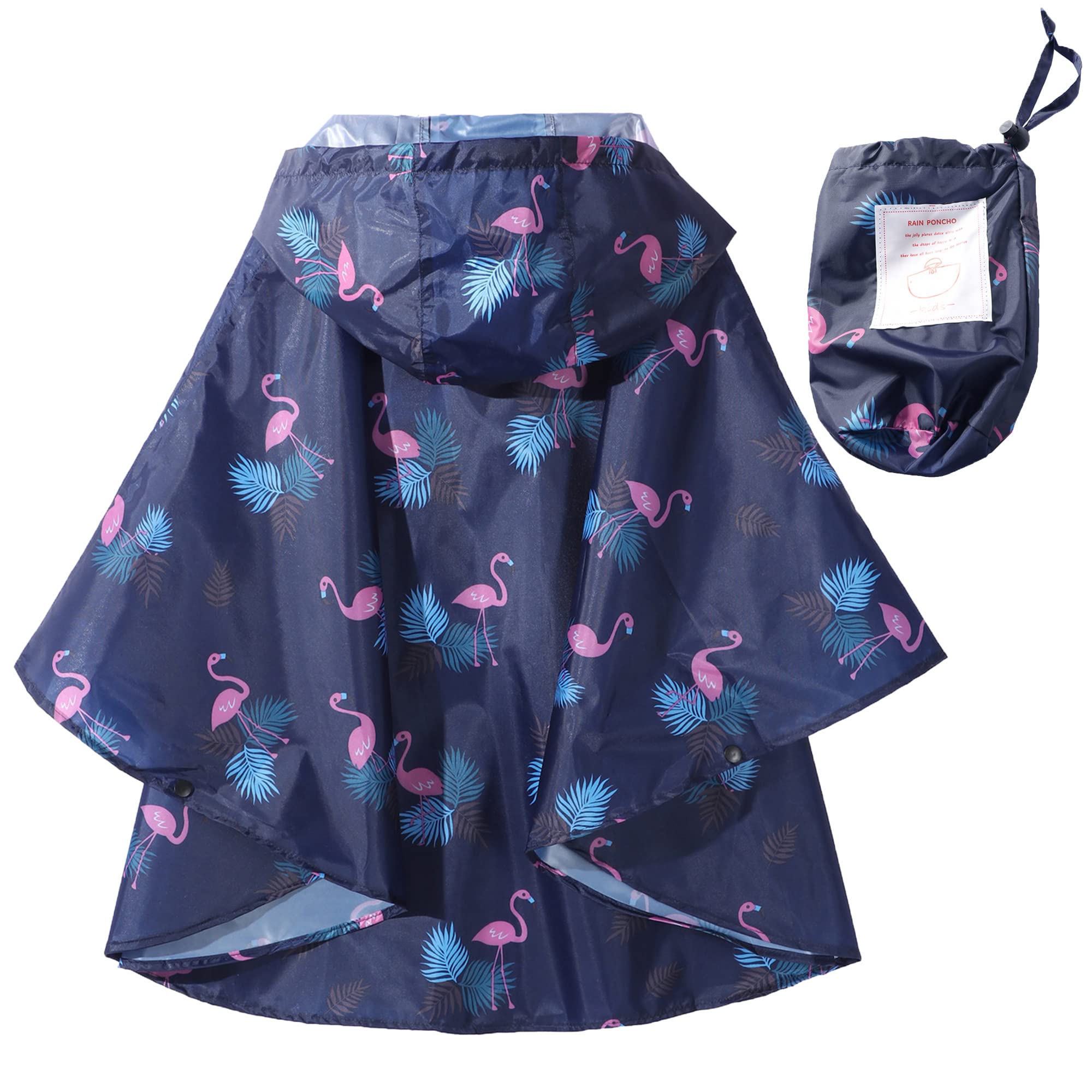 QIKADO Poncho Antipioggia Bambino, Poncho Pioggia Bambina con Cappuccio e Bottoni Portatile