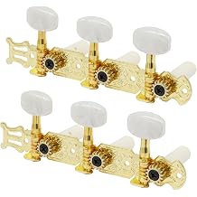 Classical Guitar Tuning Pegs Keys Set, 3L3R, Gold and White