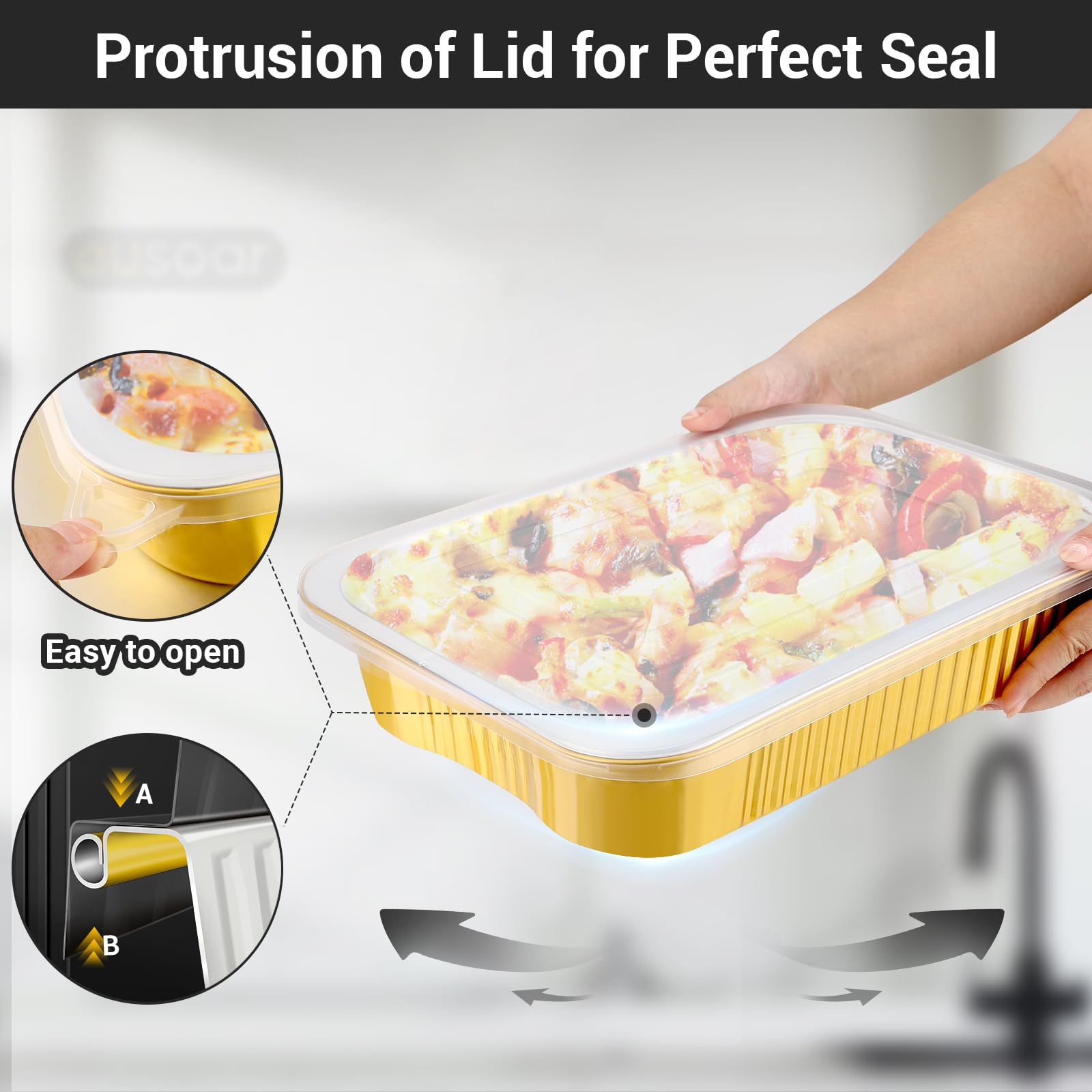 EUSOAR Moldes de aluminio con tapas, paquete de 12 unidades, de 127 onzas, desechables, pequeños, de aluminio, para tartas, pan, pasteles, fiestas, preparación, congelador, bandejas de goteo para