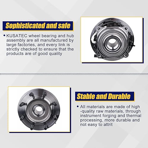 Miniatura 4 de KUSATEC 515162 Buje de rueda delantera y conjunto de cojinetes compatible con Ram 2500 3500 Pickup 2013 2014 2015 2016 2017 2018, 8 pernos con ABS