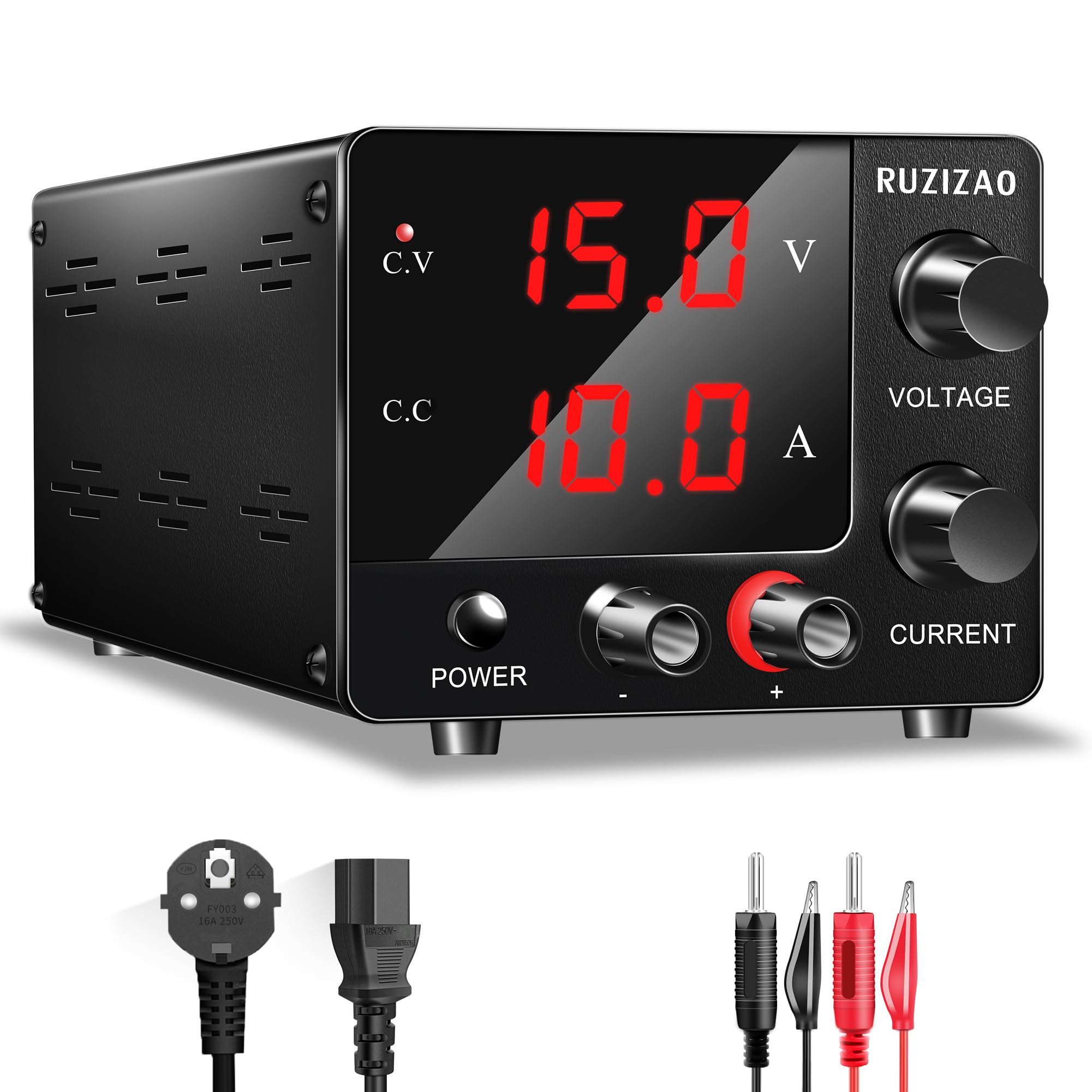Alimentation de Laboratoire 30V 10A,Puissance Maximale 150W 30V5A/15V10A à Courant Continu avec Alimentation Stabilisée Réglable du Encodeur et Affichage LED à 3 Chiffres