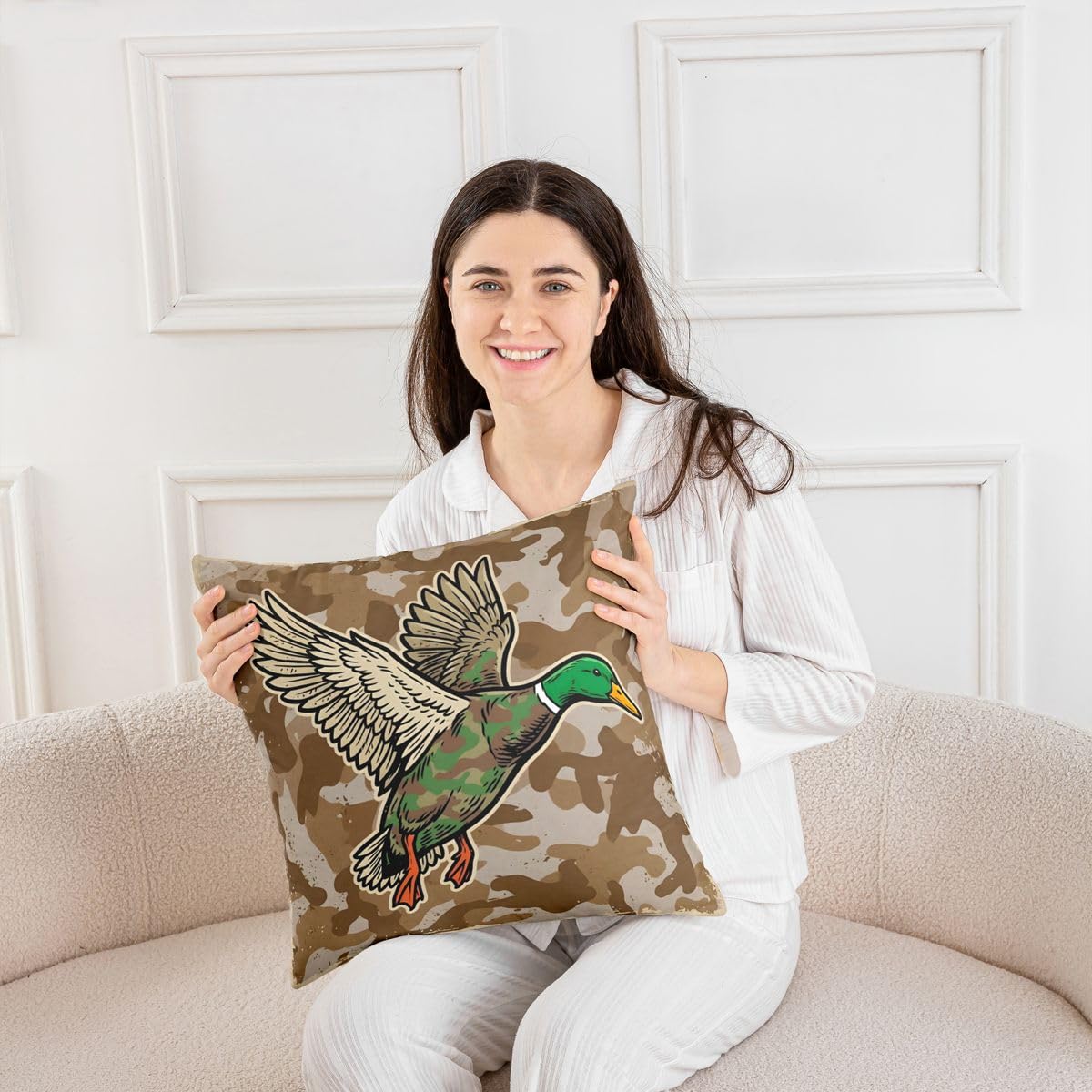 Homemissing Juego de 4 fundas de cojín de caza de pato salvaje, 50 x 50 cm, fundas de almohada de camuflaje