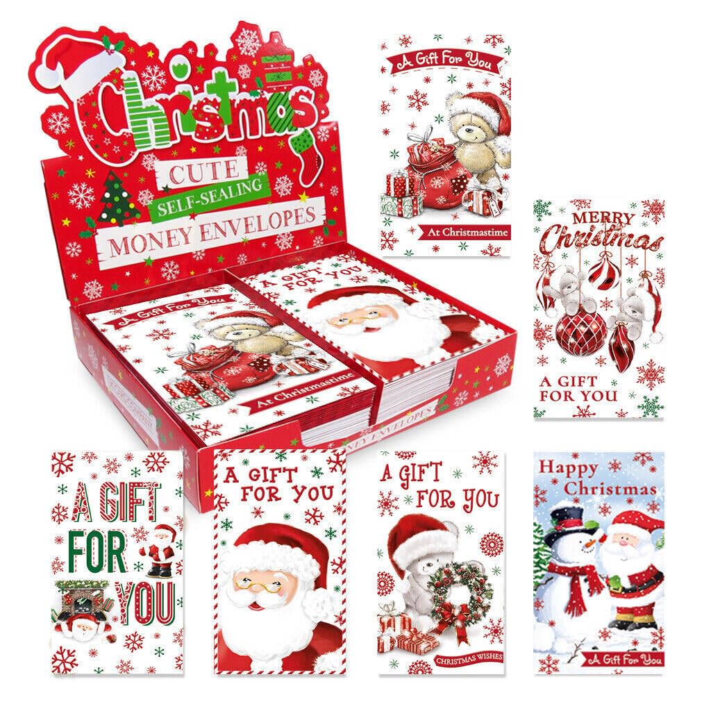 A&D Mixed Cute Christmas Self Sealing Money Wallet Gift Voucher Envelopes Pack Of 6
