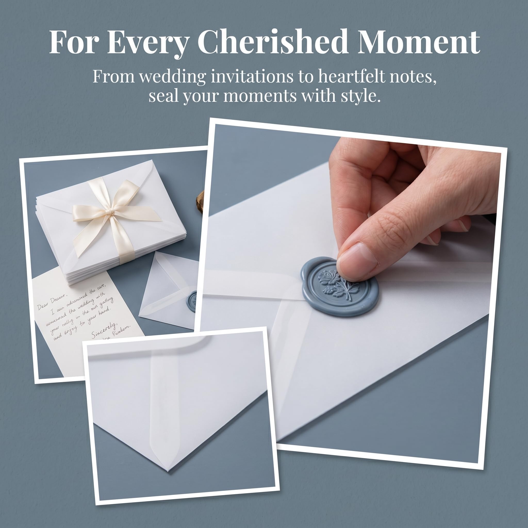 Koperty z przezroczystego papieru, 50 sztuk, 12,5 x 18,5 cm | koperty na zaproszenia ślubne, papier pergaminowy do zaproszeń, zaproszeń ślubnych, kopert urodzinowych, kopert