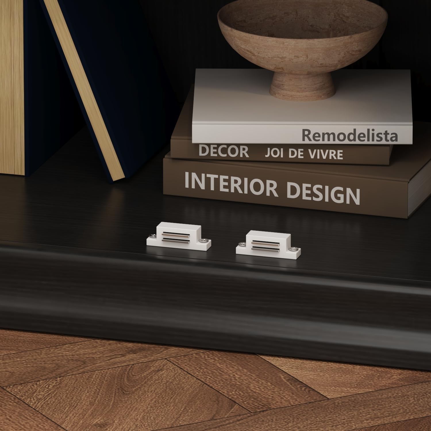 Modular Display Cabinet with Glass Doors, 47.2" W Cubeical Storage Bookshelf with 4 Tiers Shelf, Modern Curio Cabinet for Home Office Living Room, Stackable Unit in Black