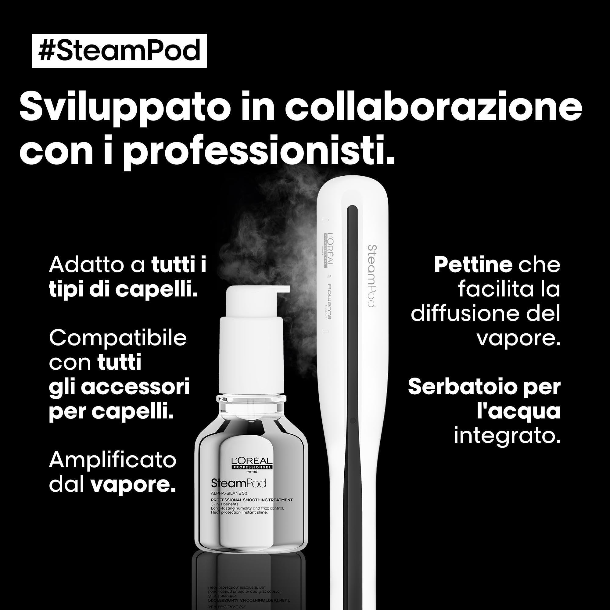 L'Oréal Professionnel Set con Piastra per Capelli Professionale Steampod 3 e Trattamento Lisciante Professionale Steampod, Protezione Termica e 72h di Effetto Anti-crespo, 50 ml