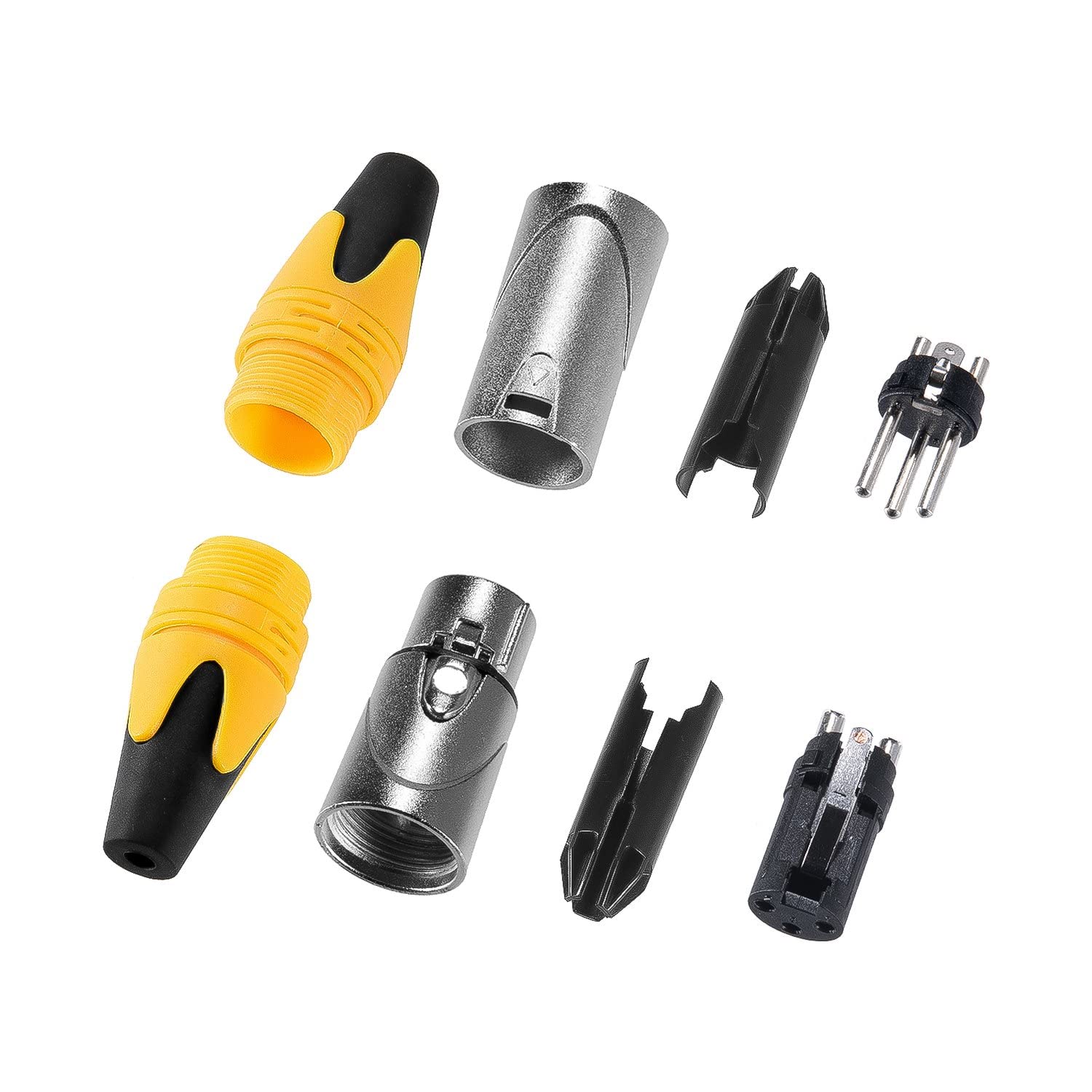 MFL. Conector de cable XLR de 3 pines macho y hembra con carcasa de níquel y contactos plateados, conector de cable de micrófono, conector de audio, amarillo, 10 pares