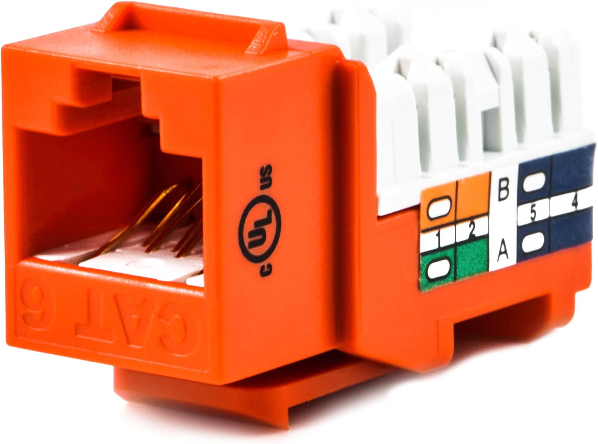 CAT6 RJ45 Keystone Punch down Jack, Orange (44-678C6-OR)
