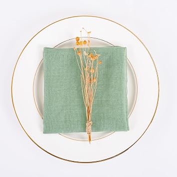 Sage Green Cheesecloth Napkins - Bulk Set of 100, 20x20 Inch Washable and Reusable Boho Cotton Gauze Cloth Napkins for Weddings, Bridal Girl Baby Shower, Party and Banquet