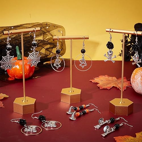 Miniatura 4 de SUNNYCLUE 1 caja de 10 pares de aretes de Halloween, kit de iniciación de esqueleto, hueso, araña, calabaza, cuentas de vidrio para kits de