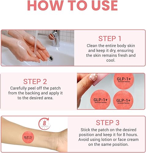 Miniatura 5 de Parches GLP-1 con L glutamina, berberina, canela, cromo y granada para apoyo diario al bienestar, parches de ingredientes naturales - 2 unidades, 60