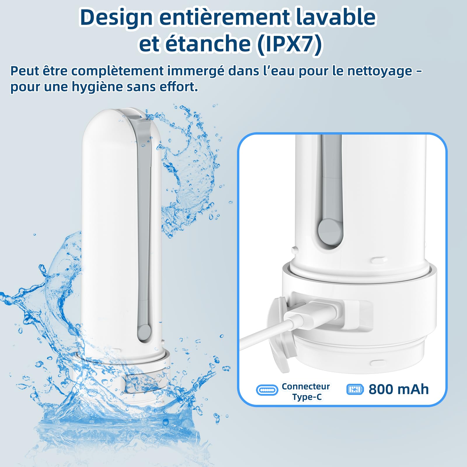 Bidet de voyage portable, 400 ml, étanche IPX7, douche 3 pressions, nettoyage extérieur, soins hémorroïdes, compagnon de camping (blanc)
