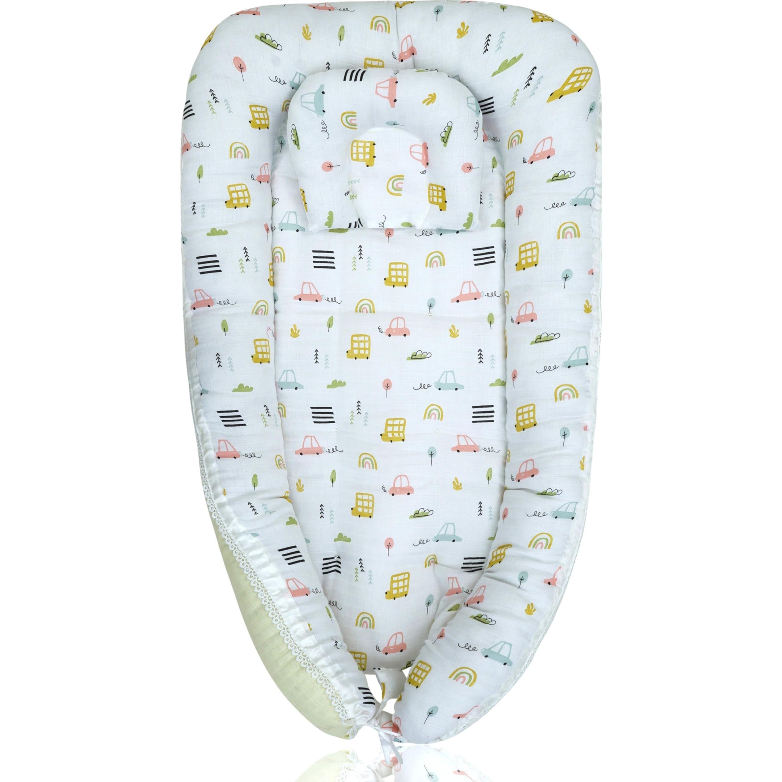 Windson Craft® Cotton Baby Sleeping Bag Bedding Set for Infants and New Born Carry Nest and Portable Breathable Adjustable Bassinet for 0-24 Months Nest Pod Bed Essentials for Gifts (Car)