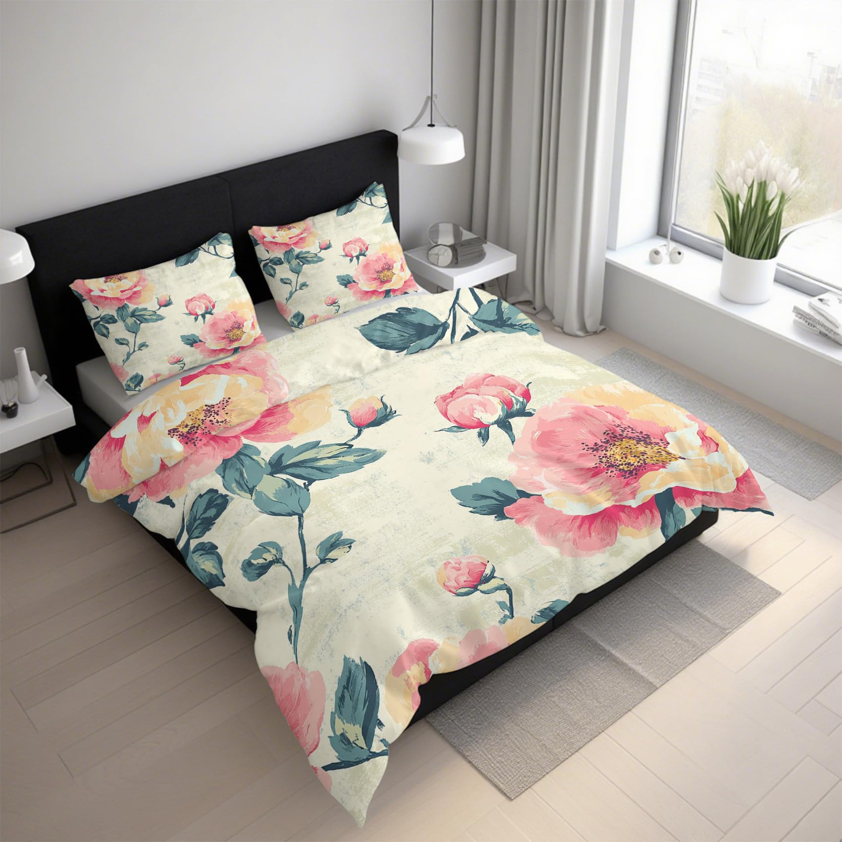 Parure de lit fleur rose réversible pour transformer votre chambre en oasis florale