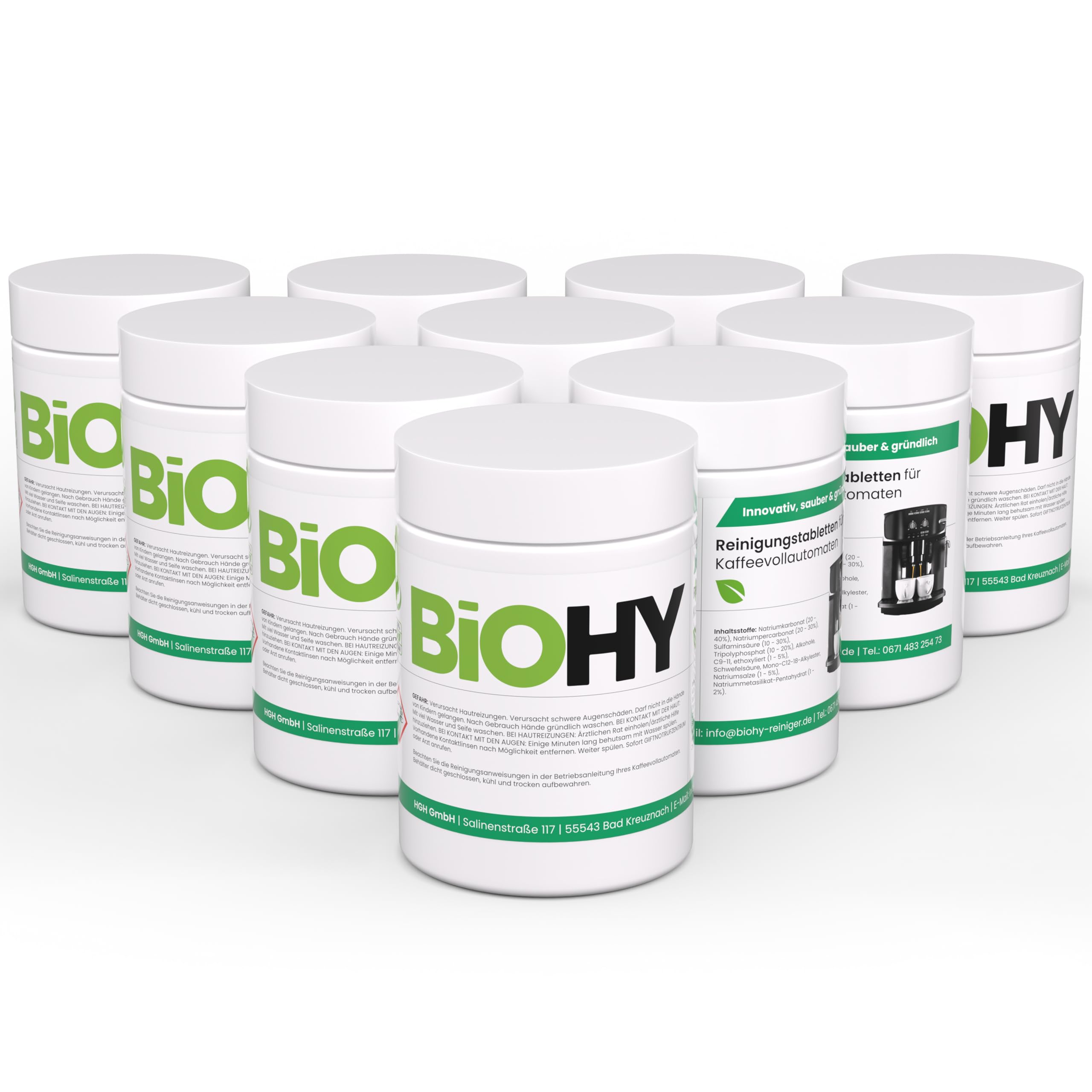 BiOHY Pastillas de limpieza para cafeteras automáticas (10 x 40 pastillas) | Pastillas de limpieza para máquinas de café contra la cal | Pastillas descalcificadoras para el mejor aroma | Adecuado para