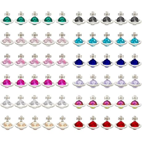 Youteer 60 Pcs Planet Nail Art Rhinestone, Luxury 3D Glitters Saturn Shape...