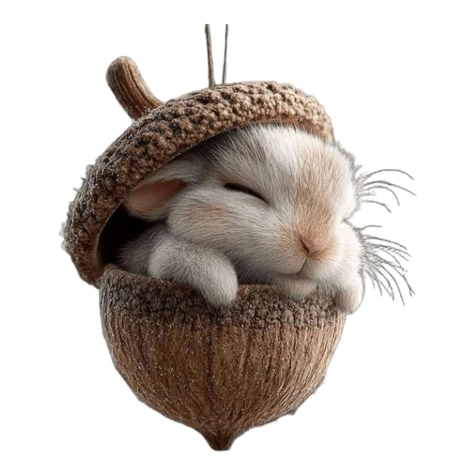 Hshduti Rabbit Forest Animal Acorn Ornaments – Cozy Forest Christmas Ornaments, 2025 New Pine Cone Decoration, Woodland Creature Figurine, 2D Acrylic Hanging Ornament Home Party Décor One Size