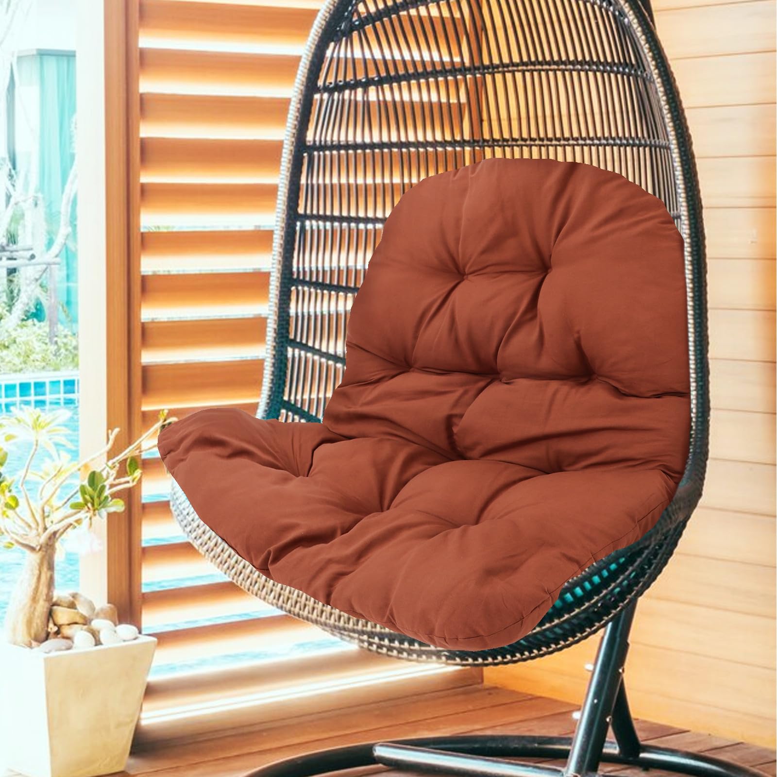 Garneck Cojín de Asiento para Silla Colgante de Jardín Exterior Café