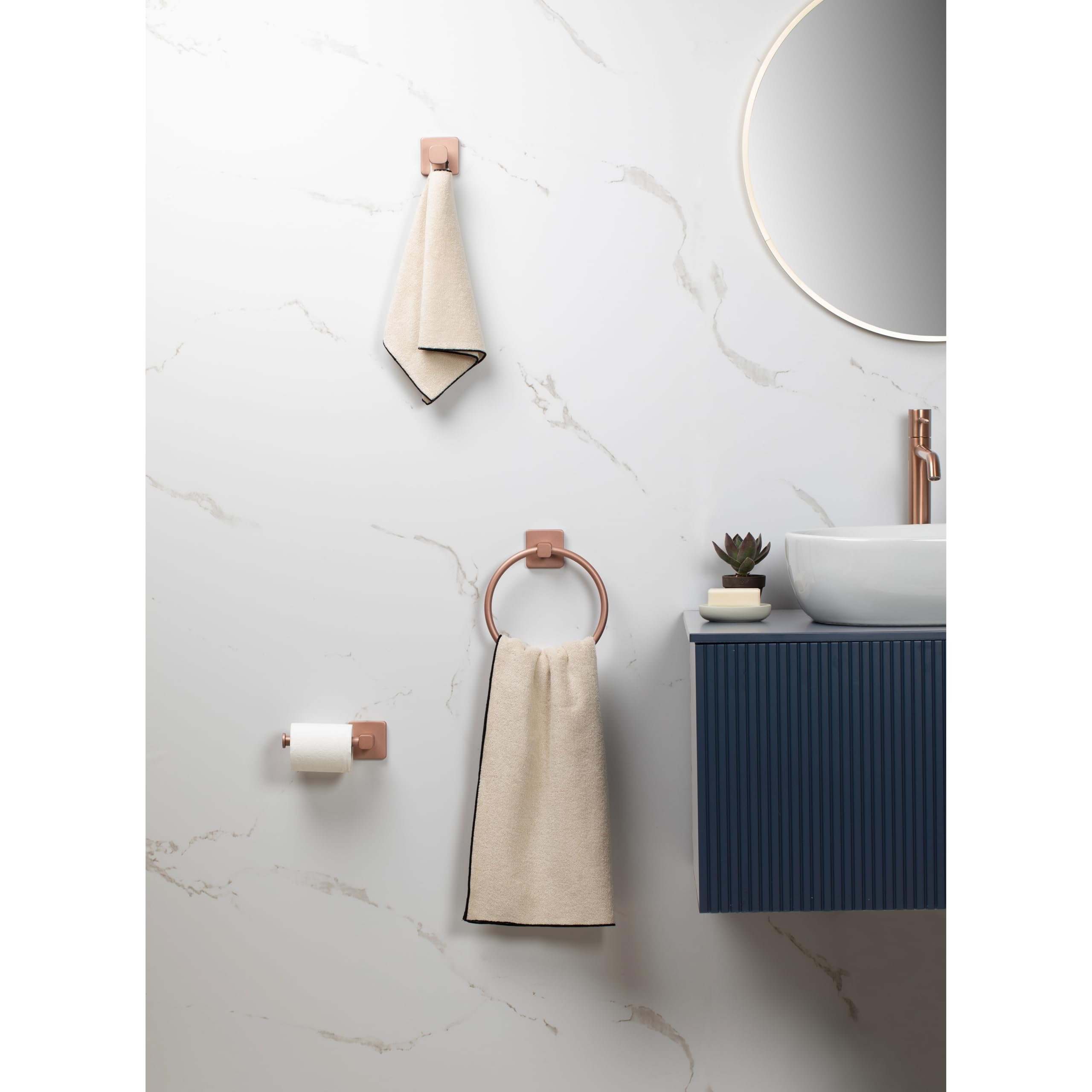 TATAY Portasciugamani Kalo 100% Inossidabile Finitura Opaca ed Elegante | Portasciugamani Bagno | Misure 6x6,5x60 cm | Installazione Senza Fori | Finitura Opaca Moderna | Resistenza 10 kg, Rosa
