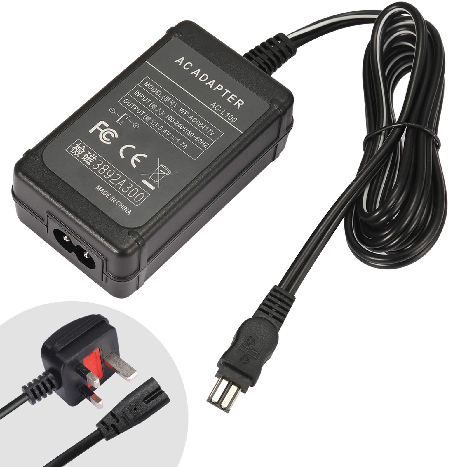 AC-L100 Camera AC Adapter Charger Kit Replacement for Sony Sony AC-L100 AC-L15 AC-L10 AC-15A AC-L10A, fit for Sony Cybershot DCR-TRV, MVC-FD, DSC-S30, DSC-F707, DSC-F717, DSC-F828 Cameras