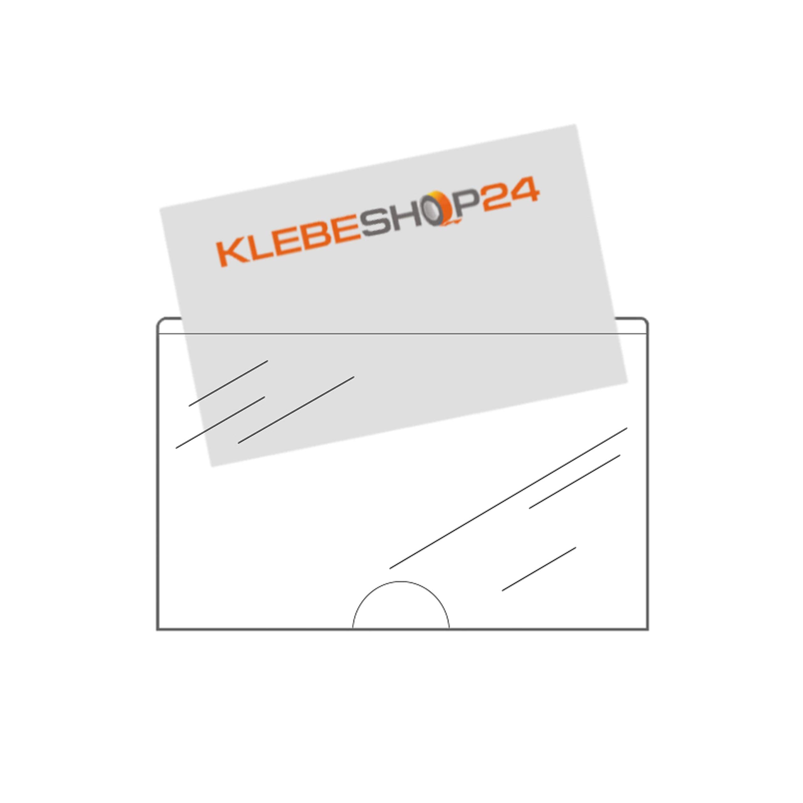 KLEBESHOP24 Visitenkartentaschen selbstklebend | Mit Daumenausstanzung unten | Transparent | 95 x 60 mm | Breite Seite offen | Menge wählbar