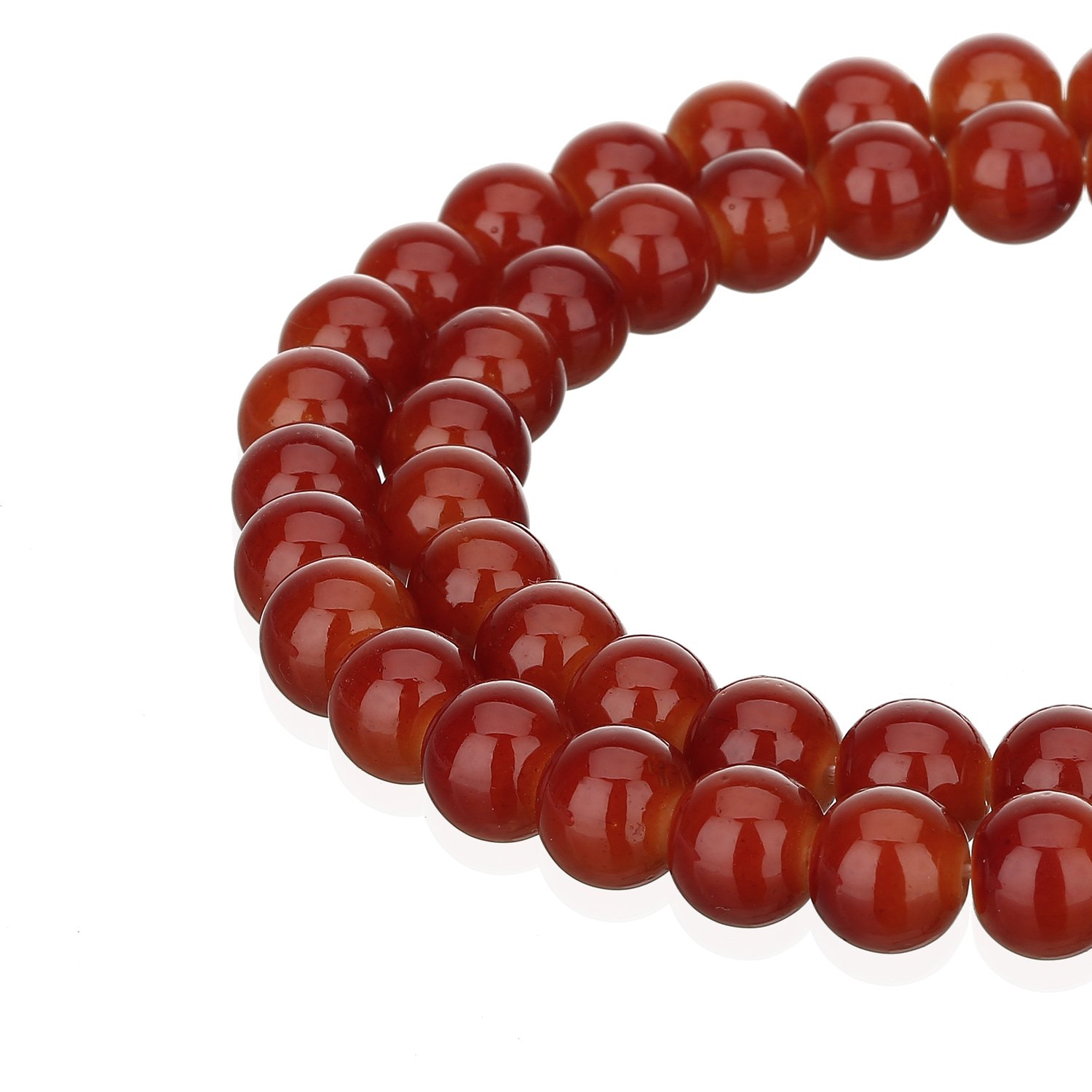 RUBYCA 1 Strand 8MM Jade Imitation Round Painted Coated Glass Beads Jewelry Making Vintage Orange