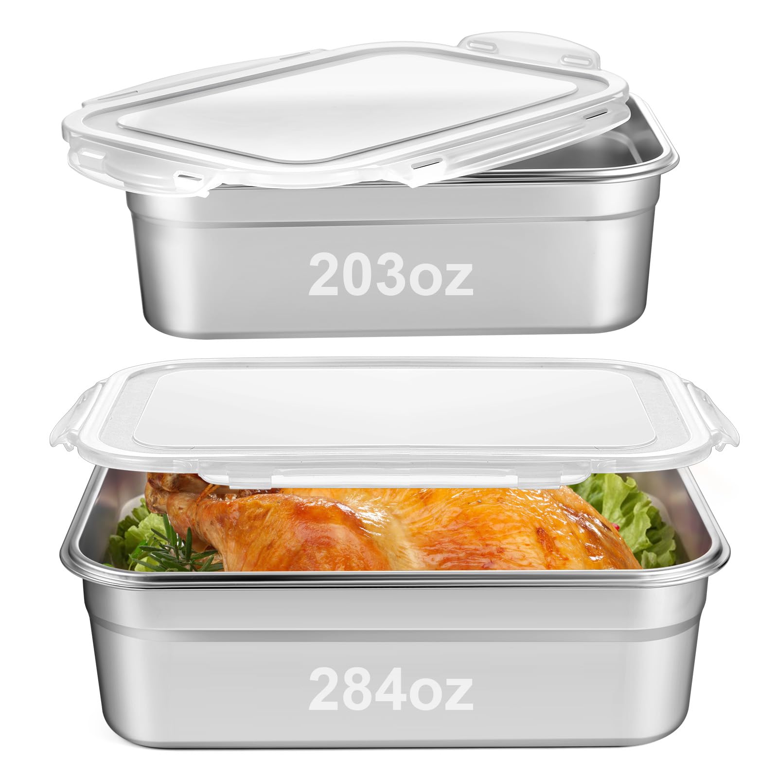 Photo 1 of Tiangrid 2 Pcs Stainless Steel Marinating Containers