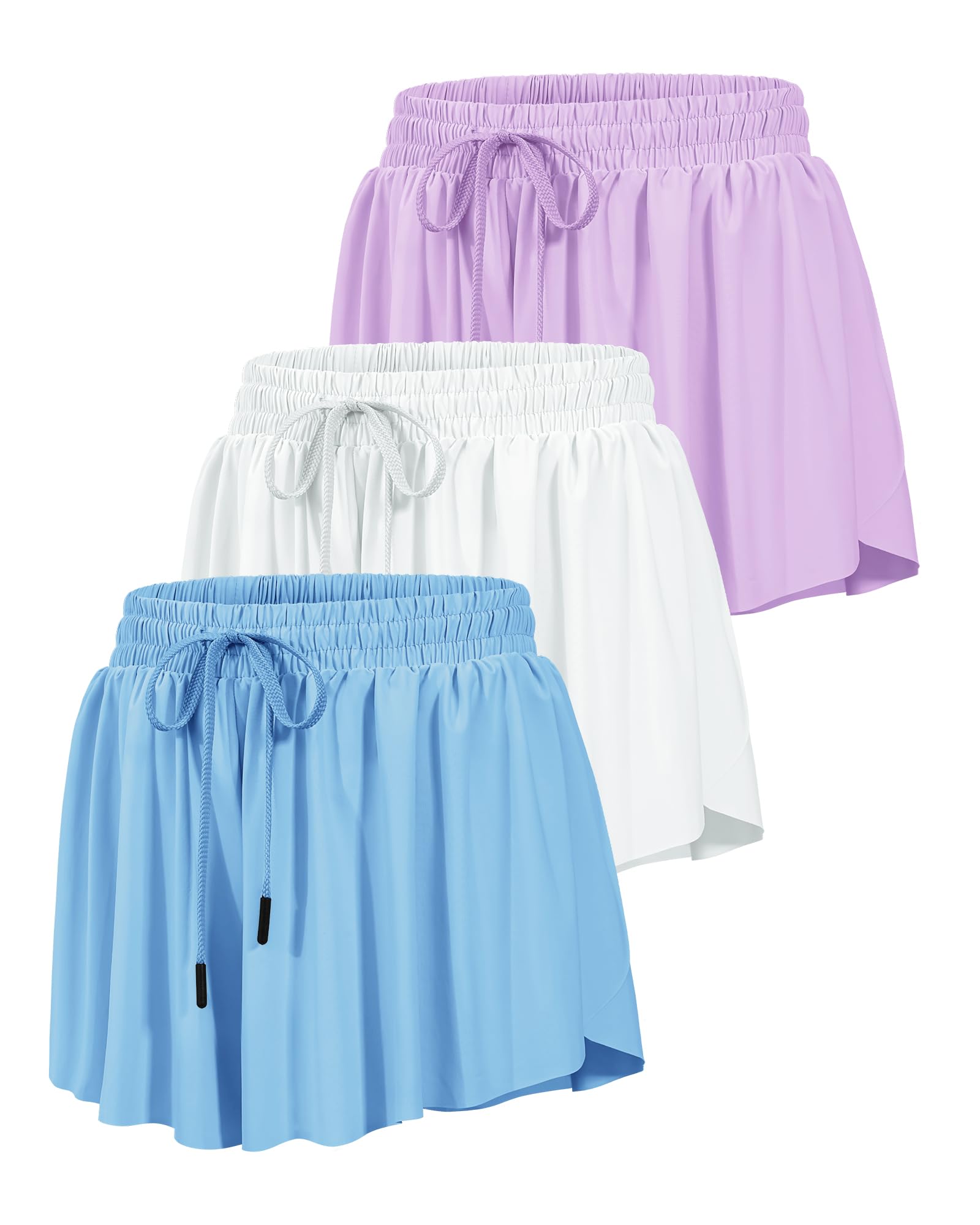 HASMES Girls Butterfly Shorts Flowy Athletic Shorts for Dance Cheer 5-14Y