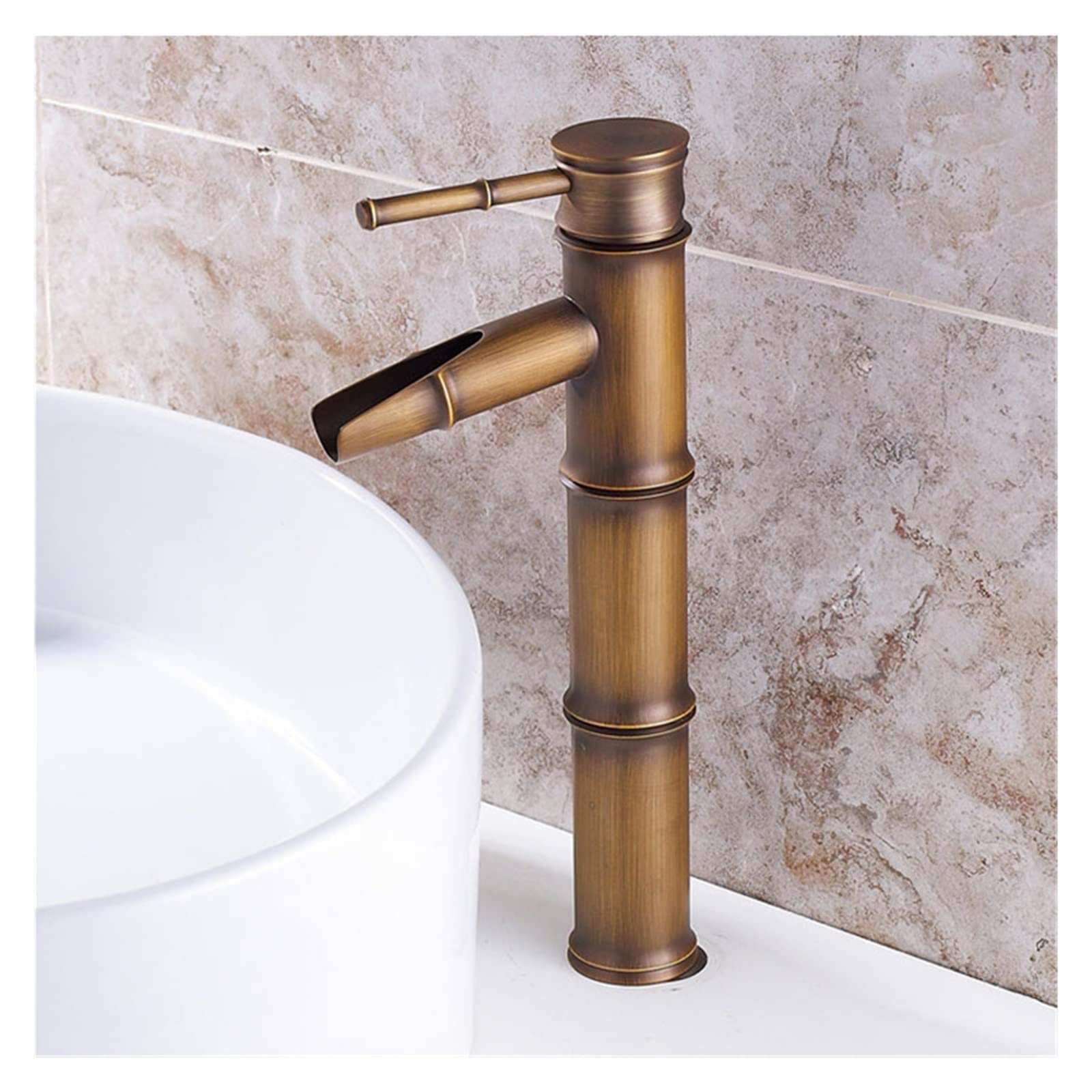 Robinet cuisine et salle de bain en bambou mitigeur eau chaude et froide laiton antique